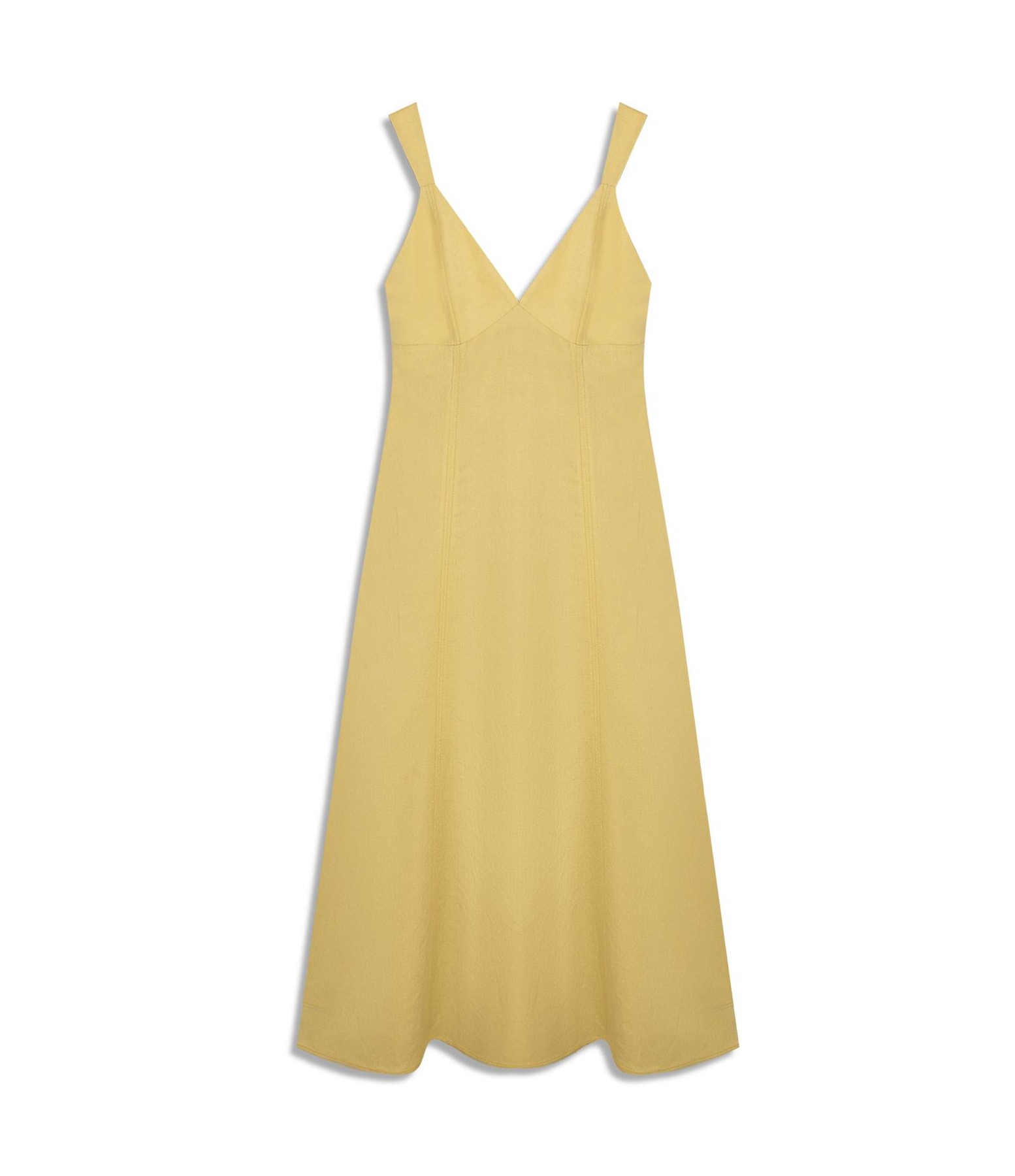 Vestido Balsas Linho Blend Liso Amarelo Claro