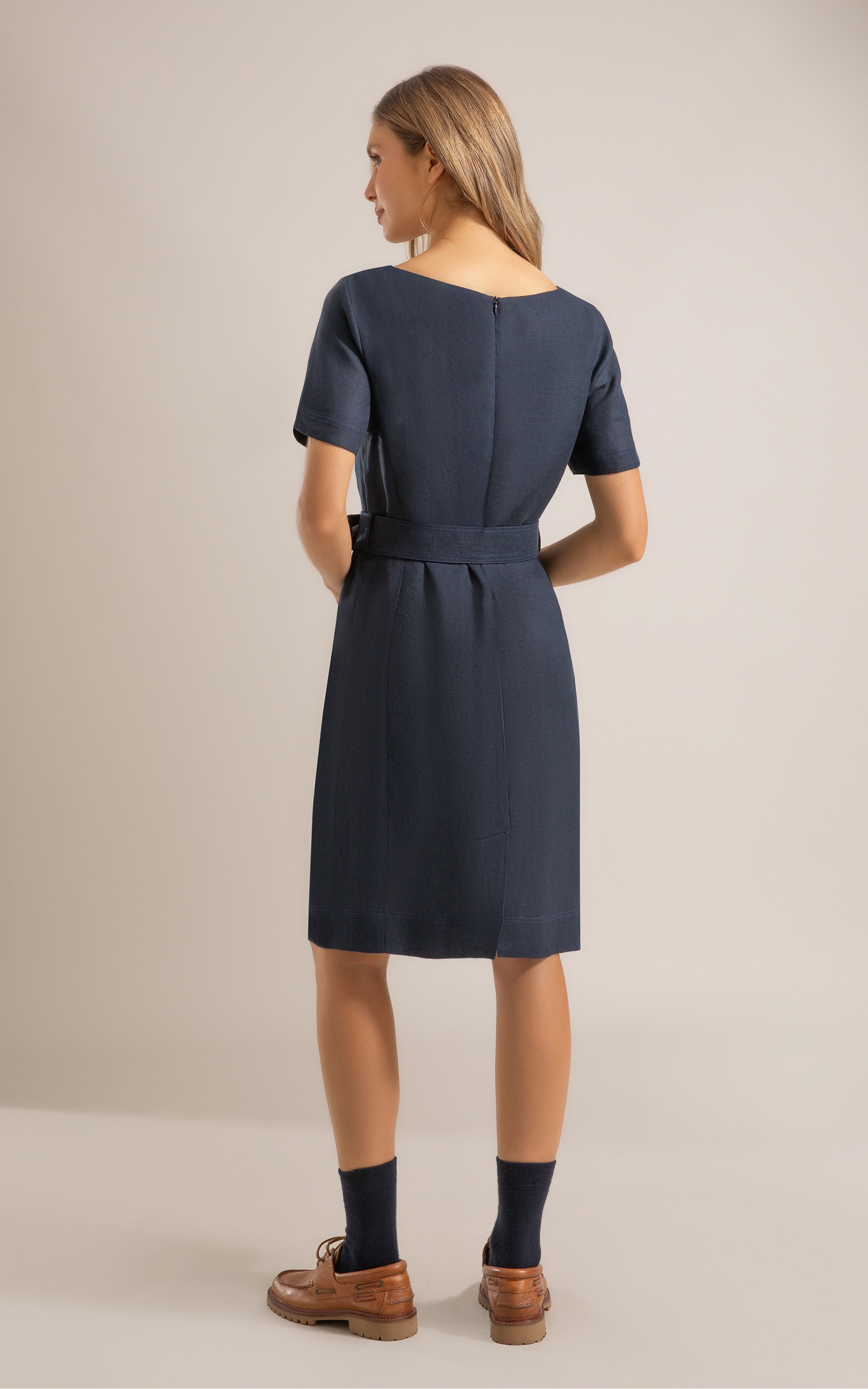 Vestido Beatrice  Puro Linho Dark Navy