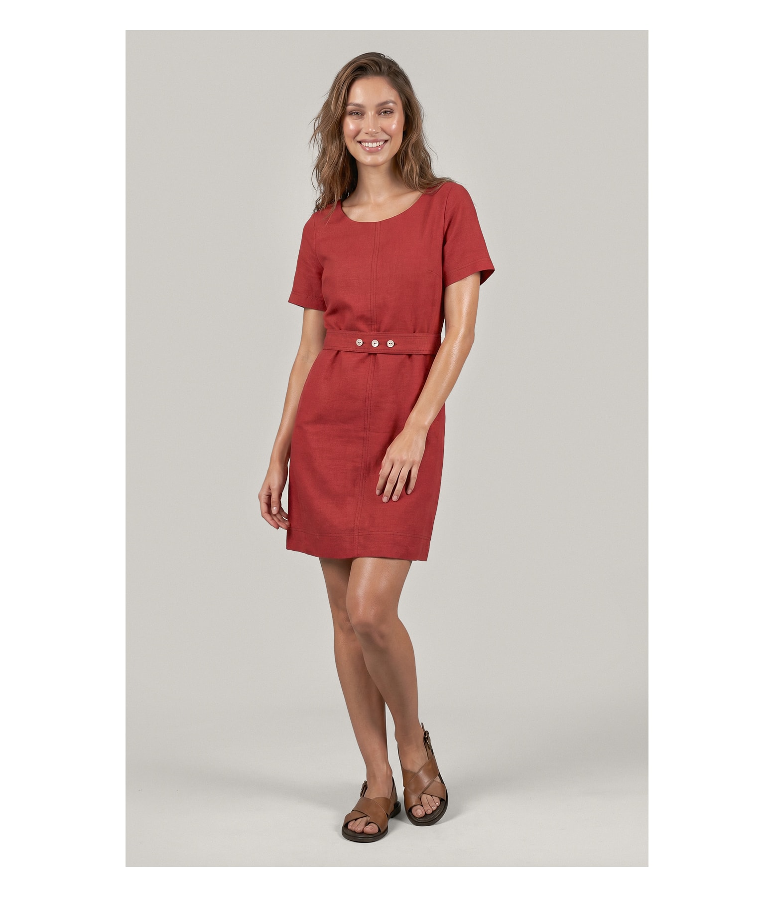 Vestido Beatrice  Puro Linho Vinho