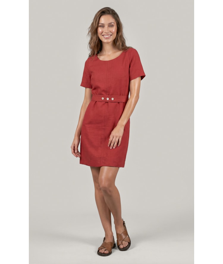 Vestido Beatrice  Puro Linho Vinho