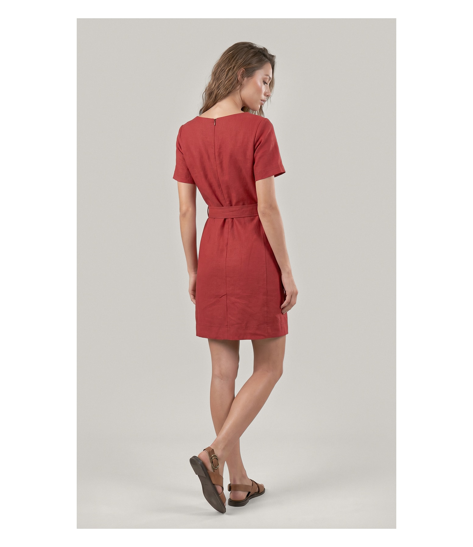 Vestido Beatrice  Puro Linho Vinho