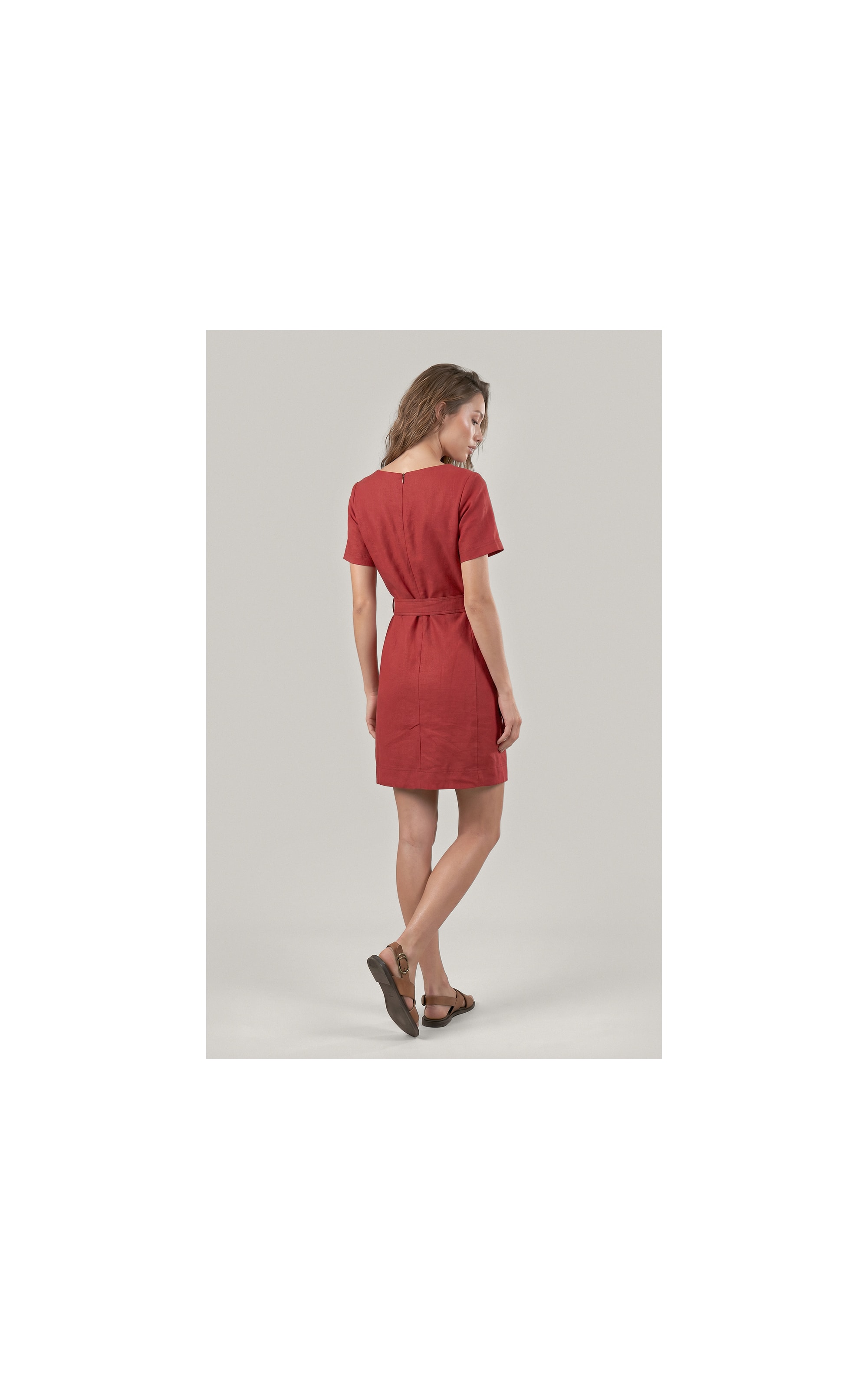 Vestido Beatrice  Puro Linho Vinho