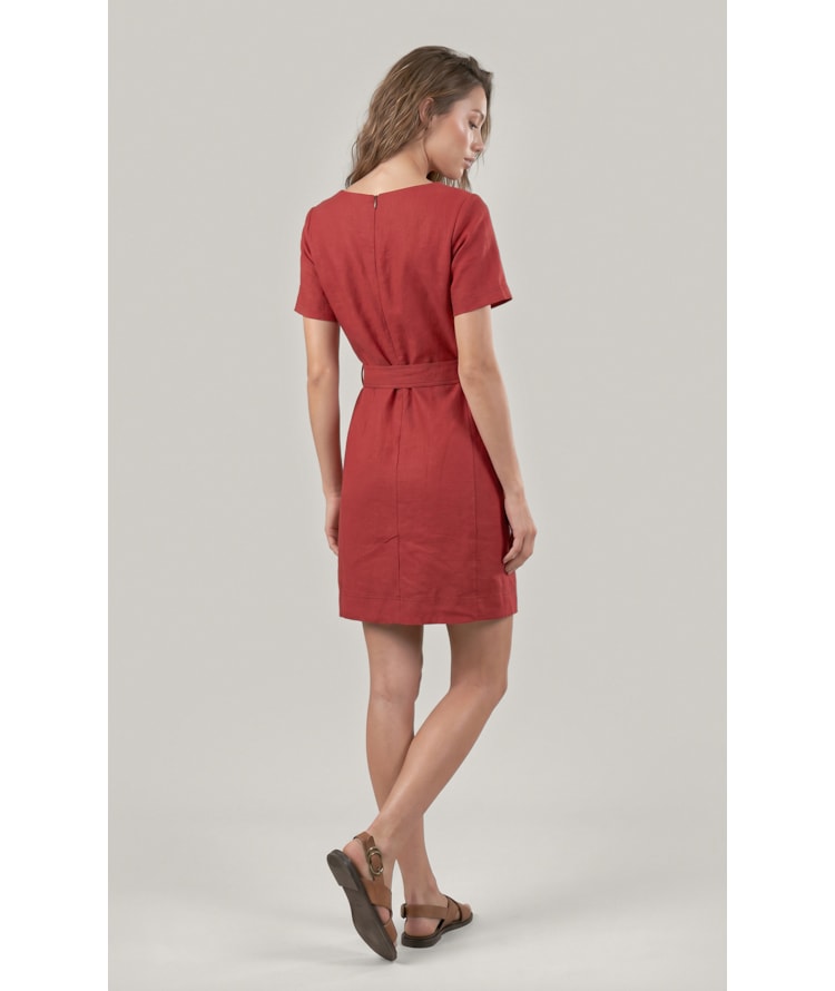 Vestido Beatrice  Puro Linho Vinho