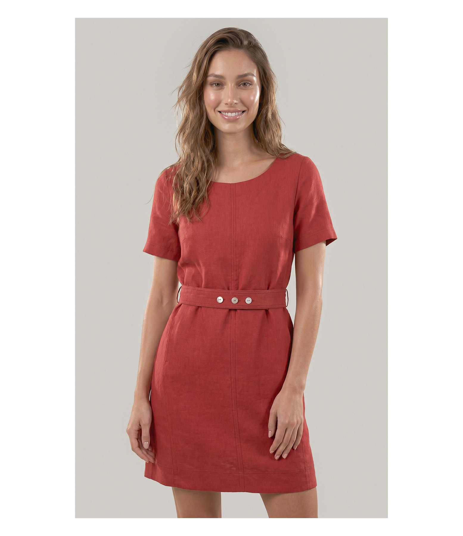 Vestido Beatrice  Puro Linho Vinho