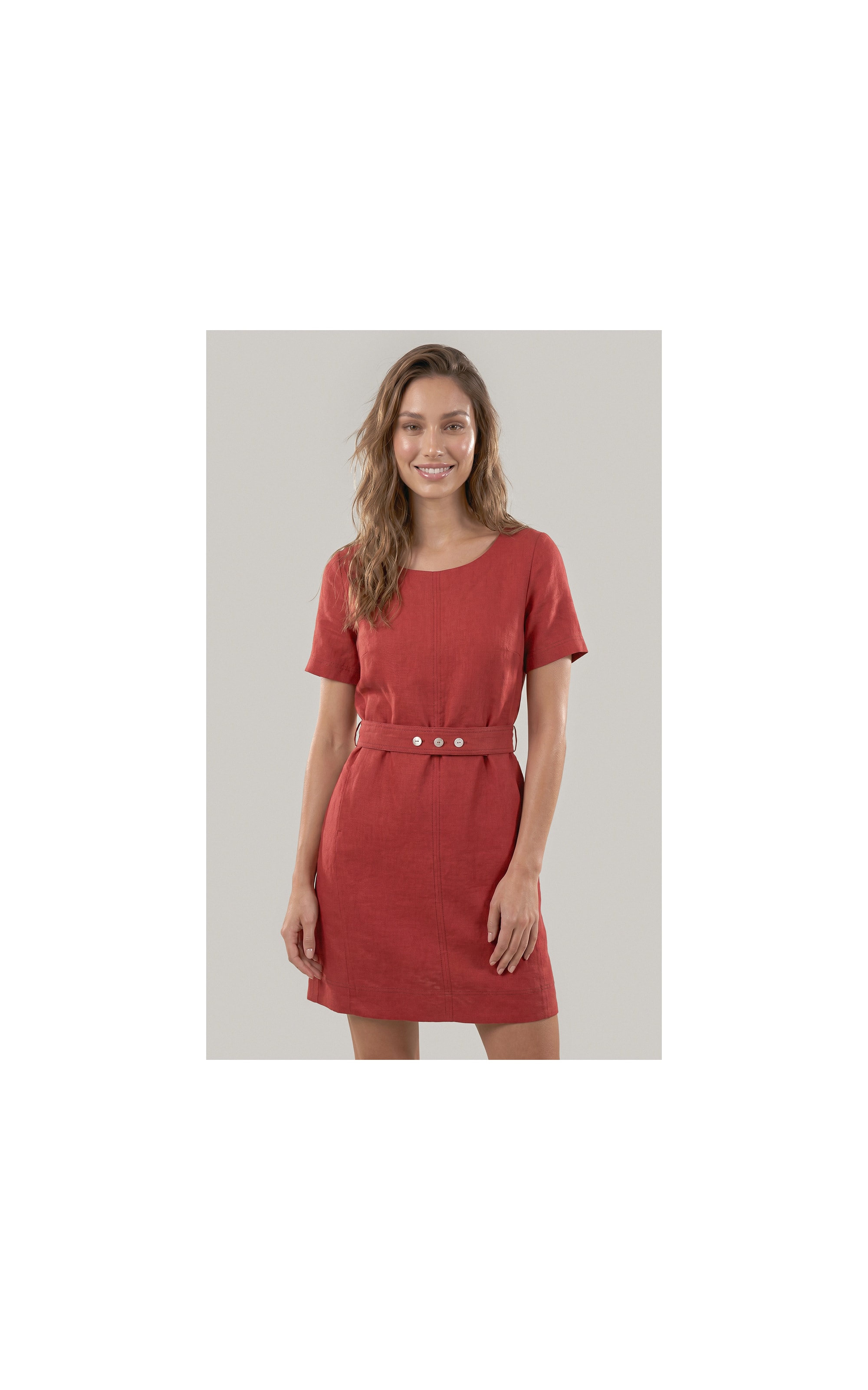 Vestido Beatrice  Puro Linho Vinho
