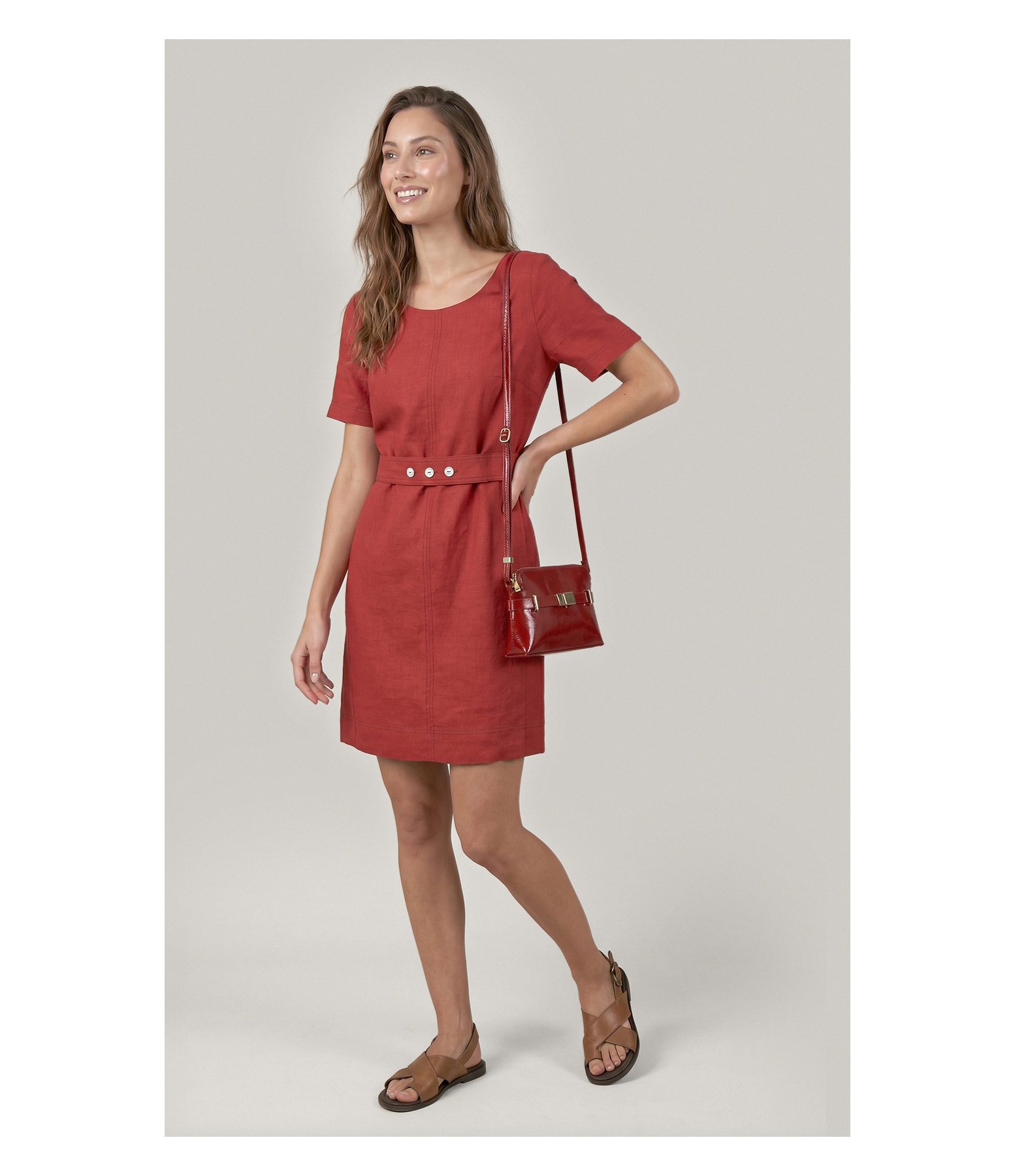 Vestido Beatrice  Puro Linho Vinho