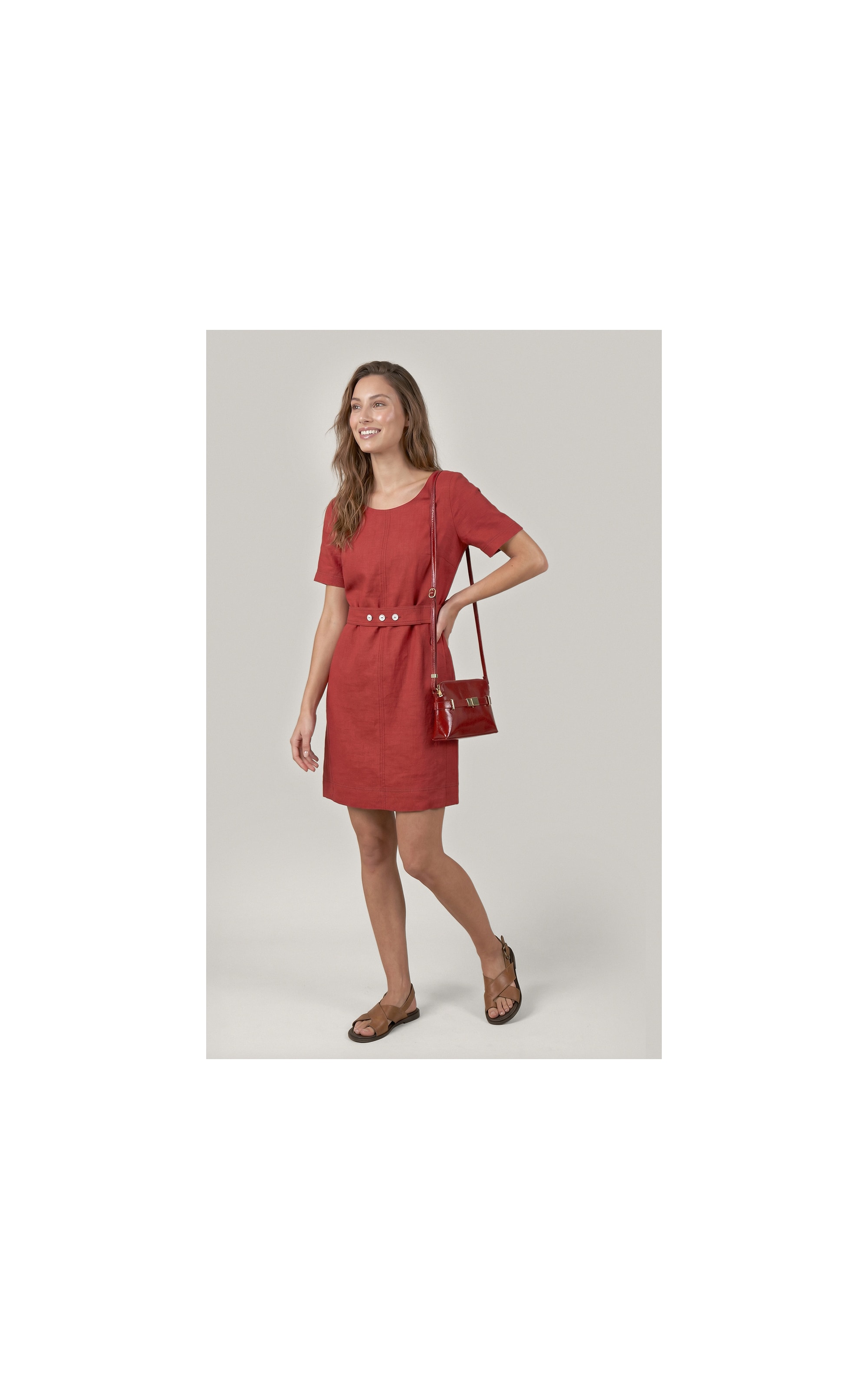 Vestido Beatrice  Puro Linho Vinho