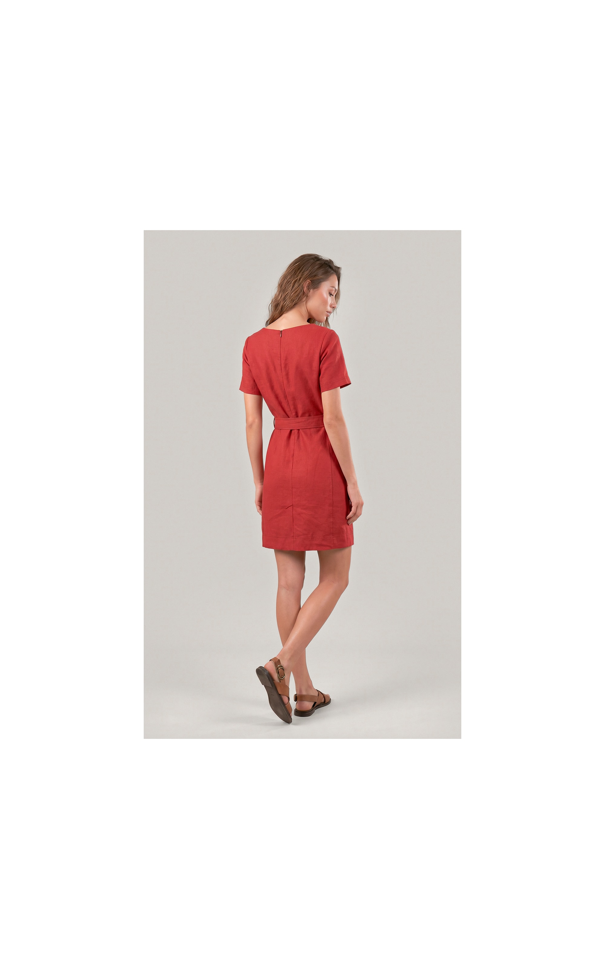 Vestido Beatrice  Puro Linho Vinho