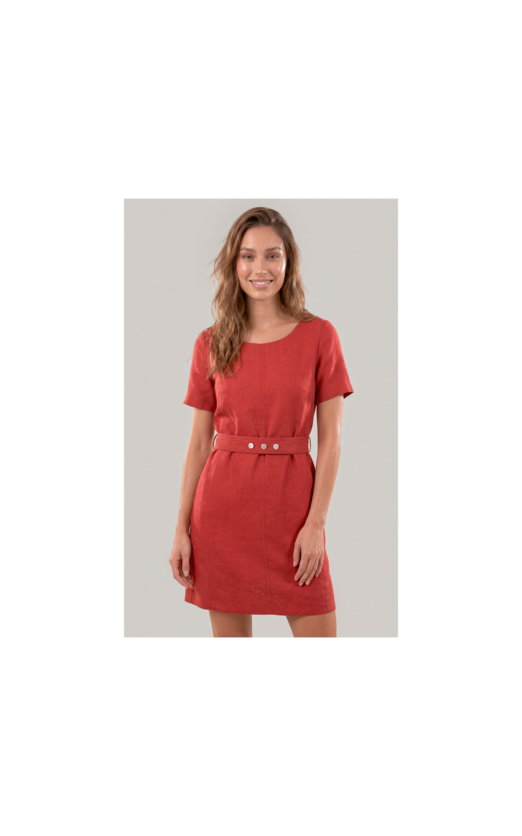 Vestido Beatrice  Puro Linho Vinho