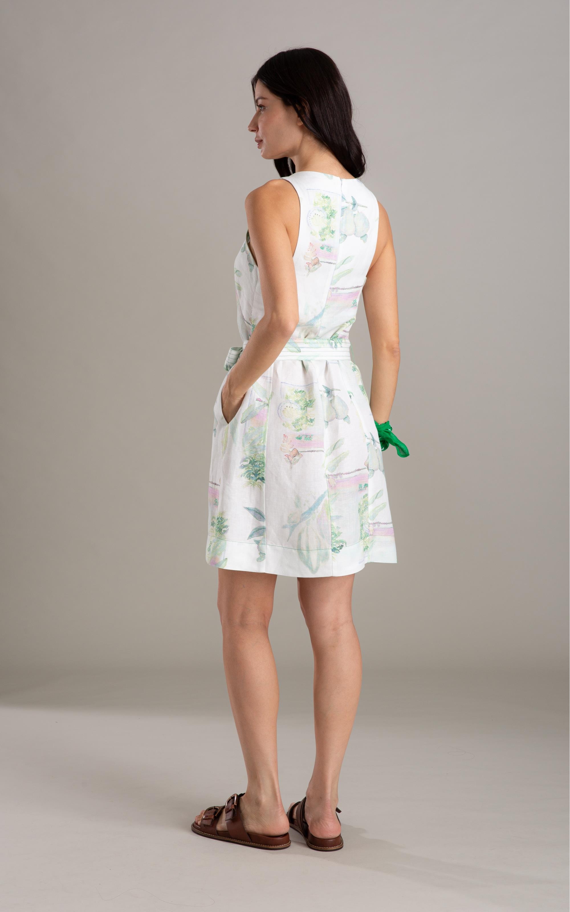 Vestido Betania Lb Estampa Tropical Branco