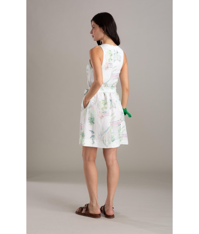 Vestido Betania Lb Estampa Tropical Branco
