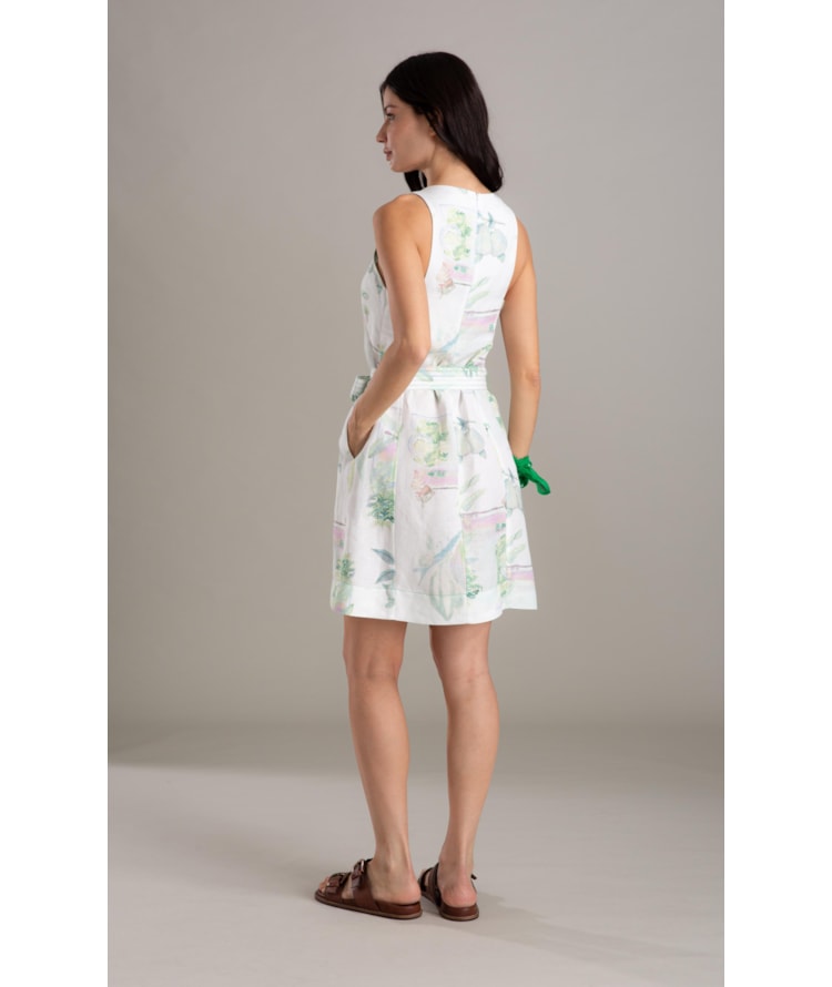 Vestido Betania Lb Estampa Tropical Branco