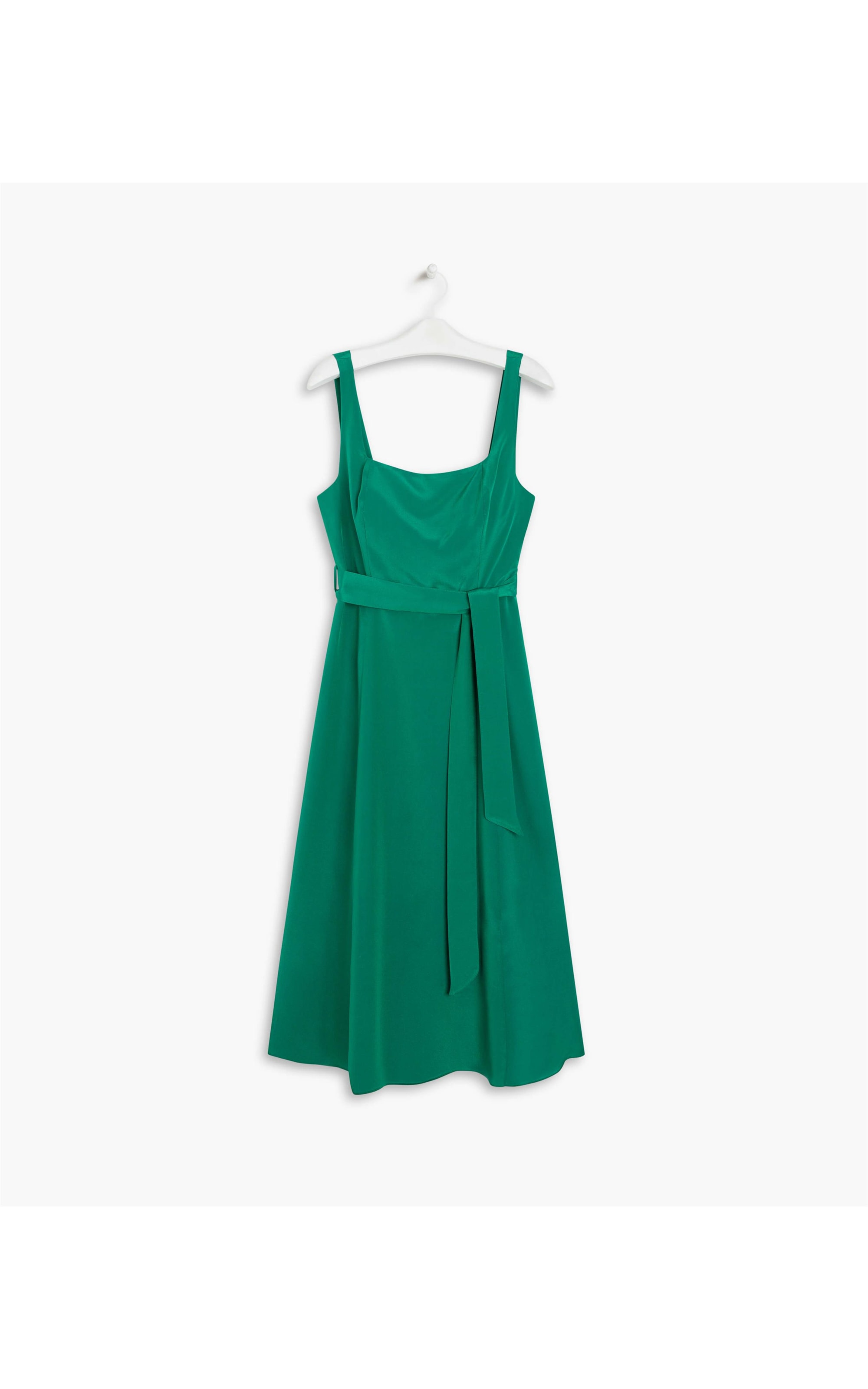 Vestido Bethabnia Seda Lisa Verde Bandeira