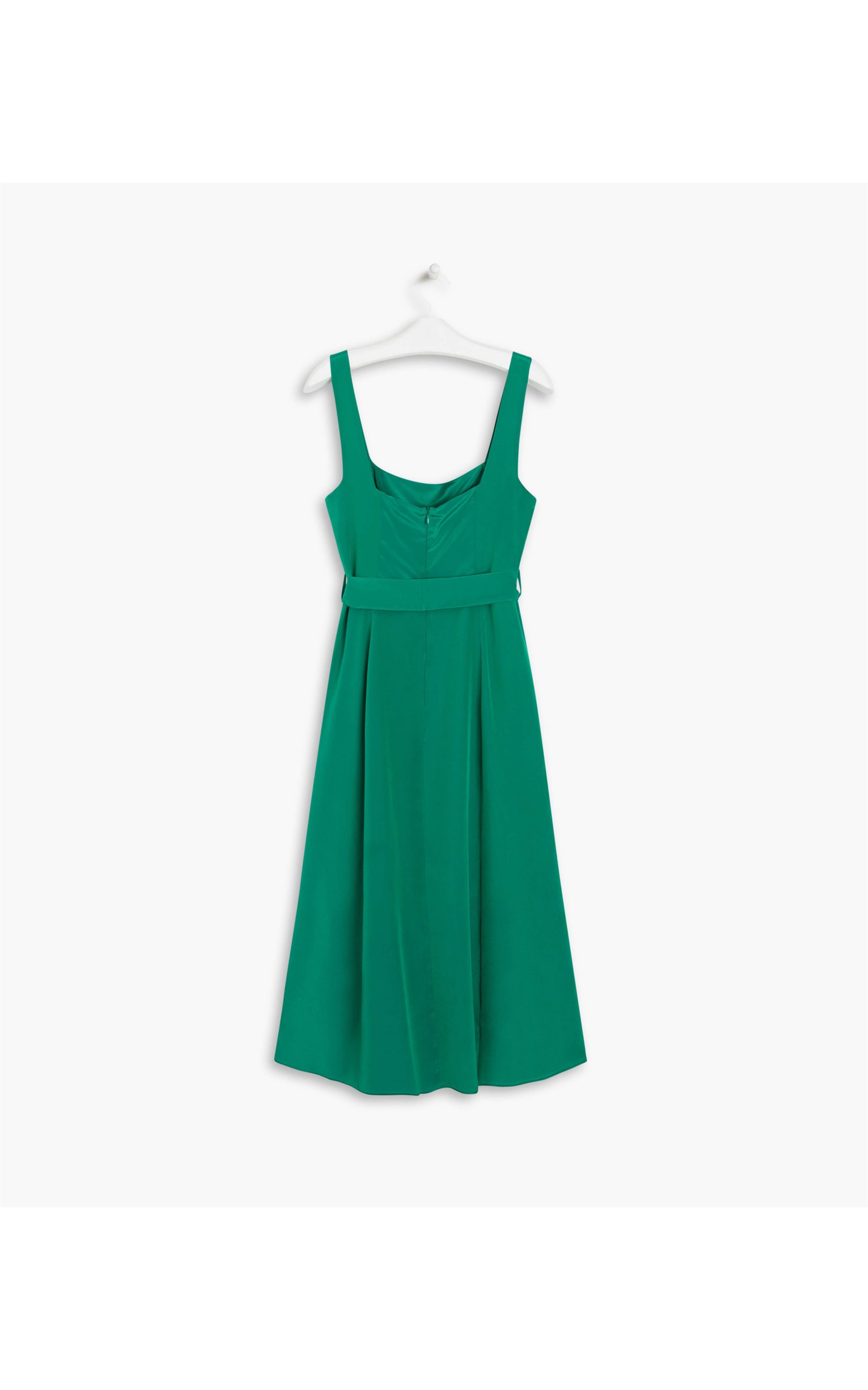 Vestido Bethabnia Seda Lisa Verde Bandeira