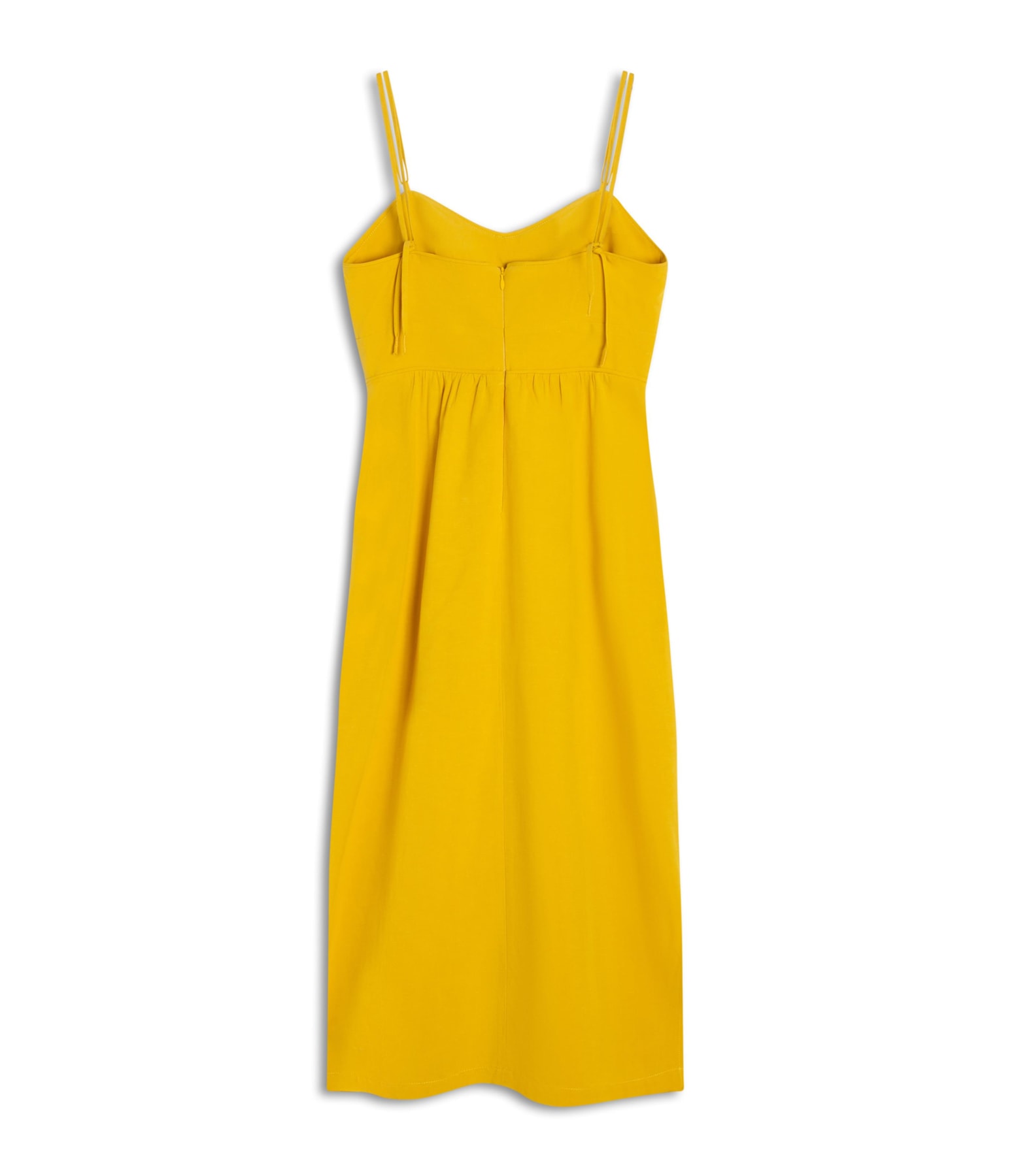 Vestido Betty Linho Blend Liso Mostarda