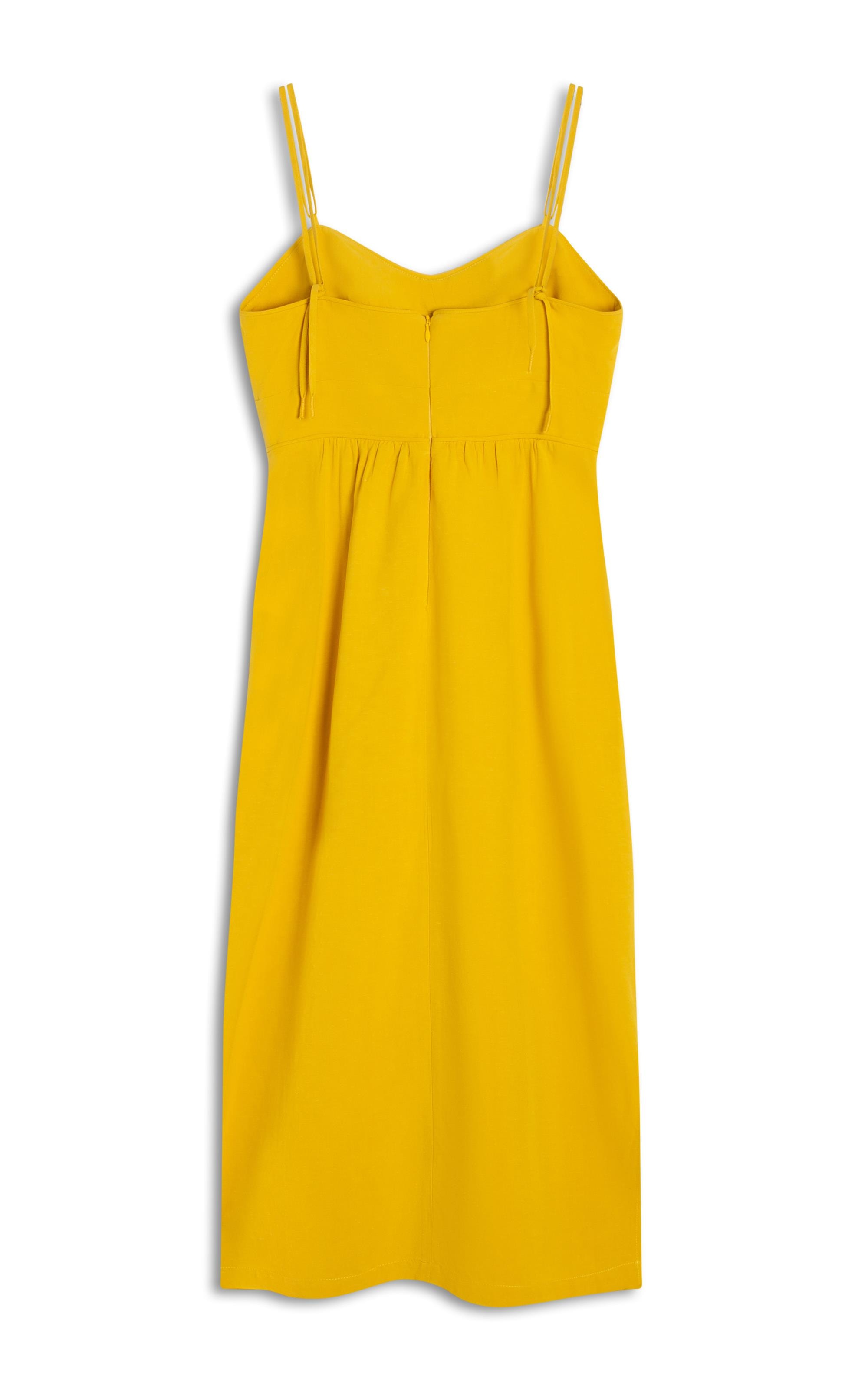 Vestido Betty Linho Blend Liso Mostarda