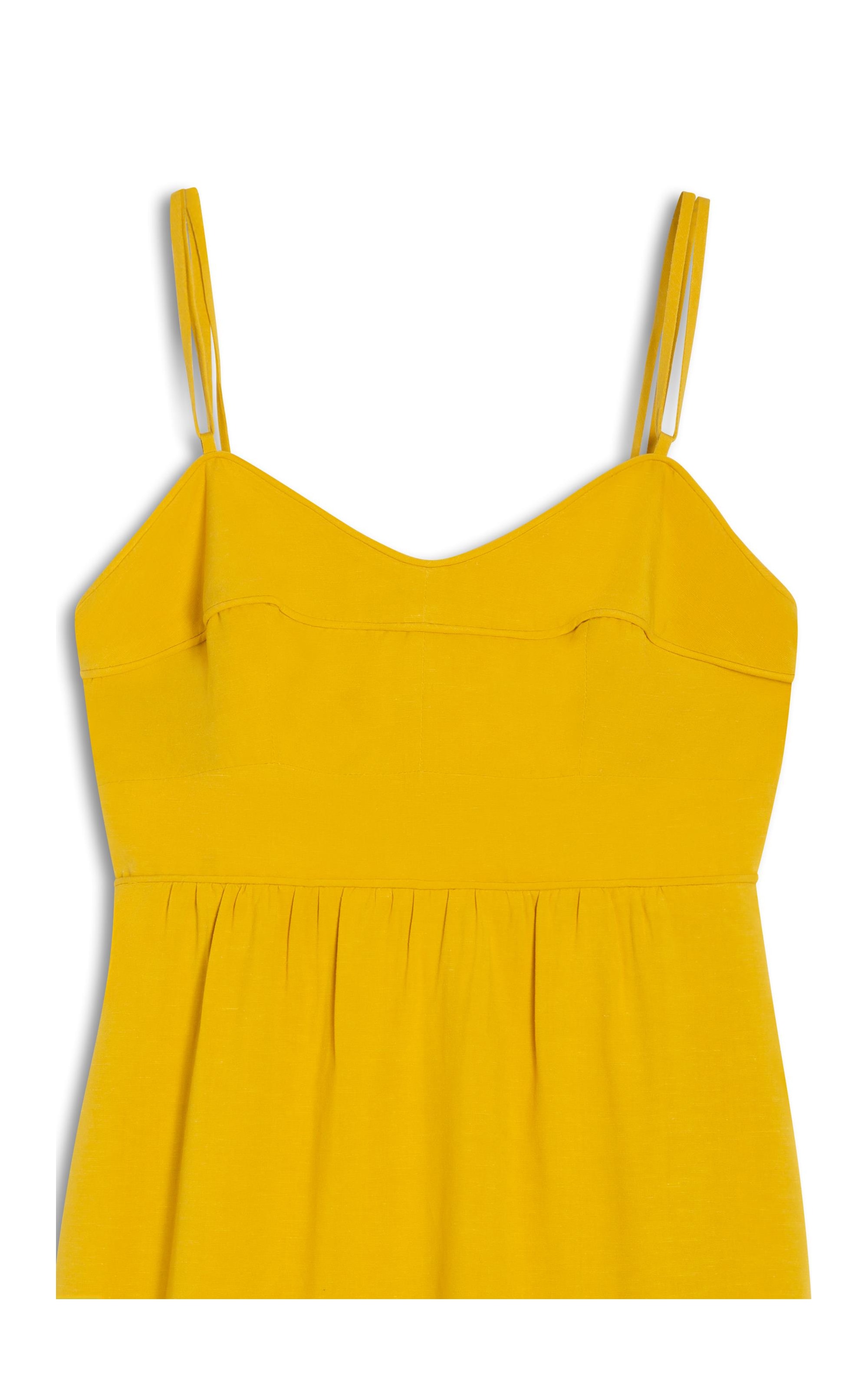 Vestido Betty Linho Blend Liso Mostarda