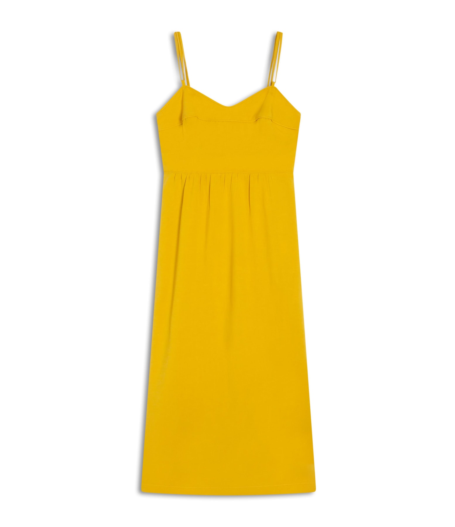 Vestido Betty Linho Blend Liso Mostarda