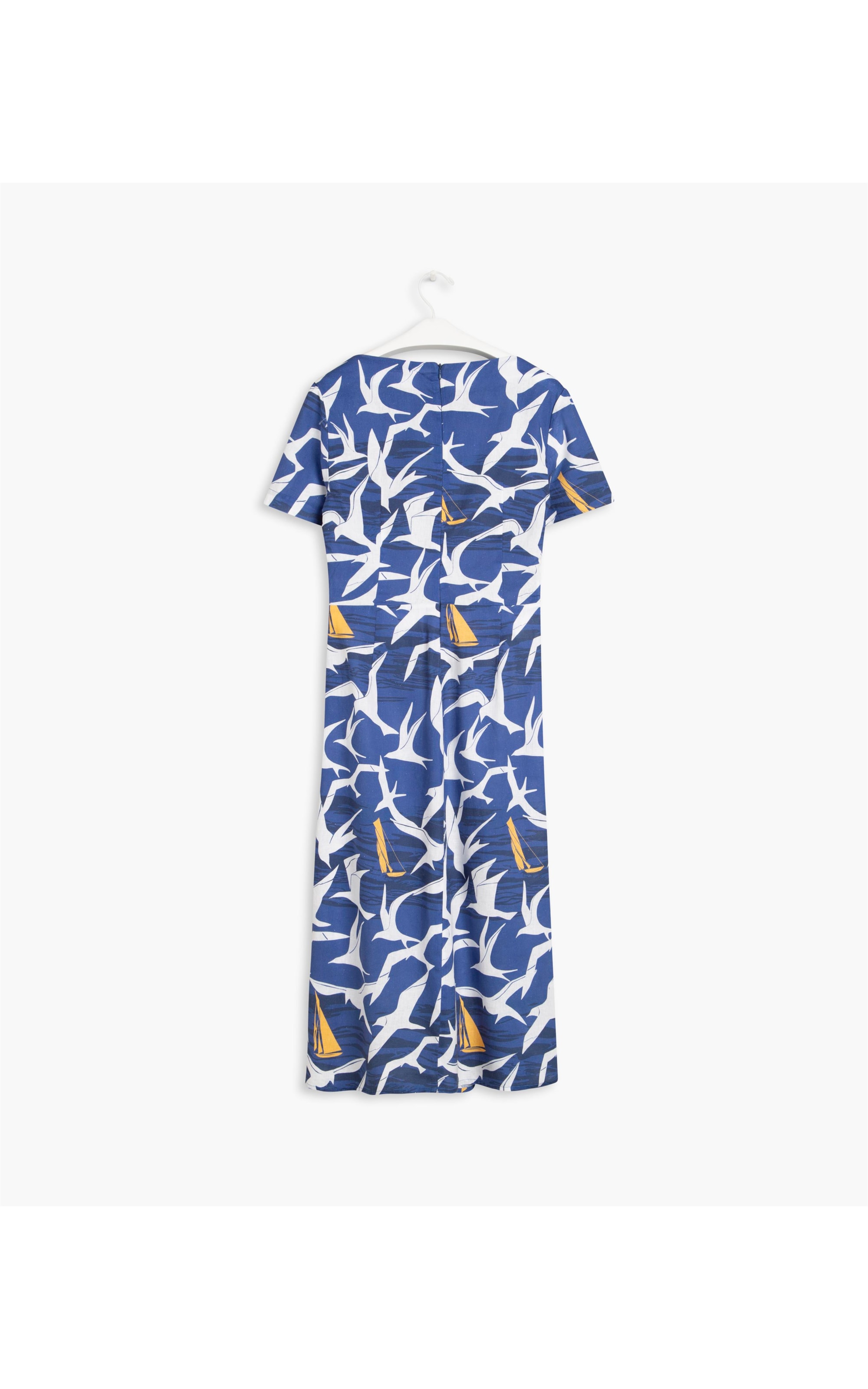 Vestido Clare Est Gaivotas Linho C/ Visc Azul