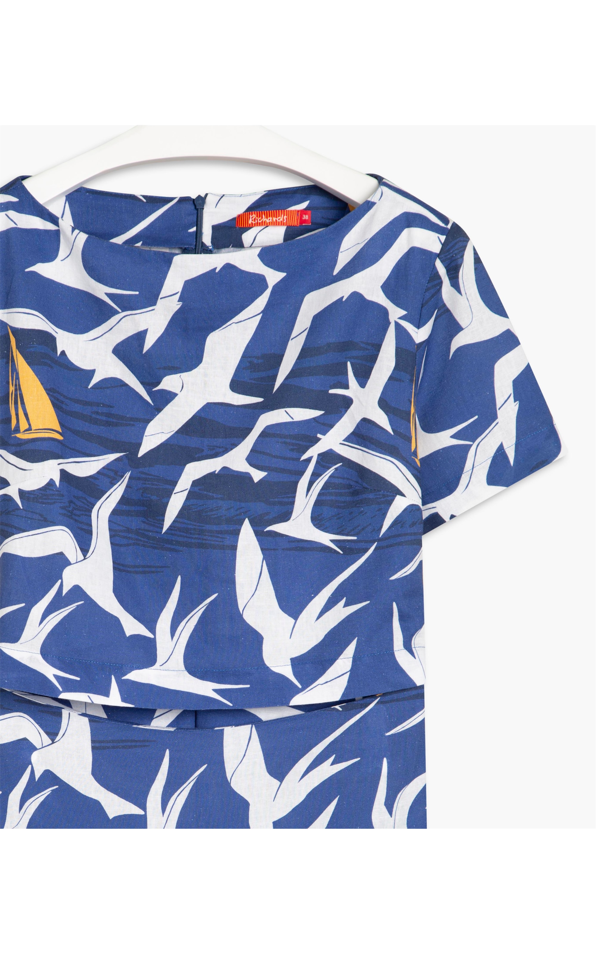 Vestido Clare Est Gaivotas Linho C/ Visc Azul