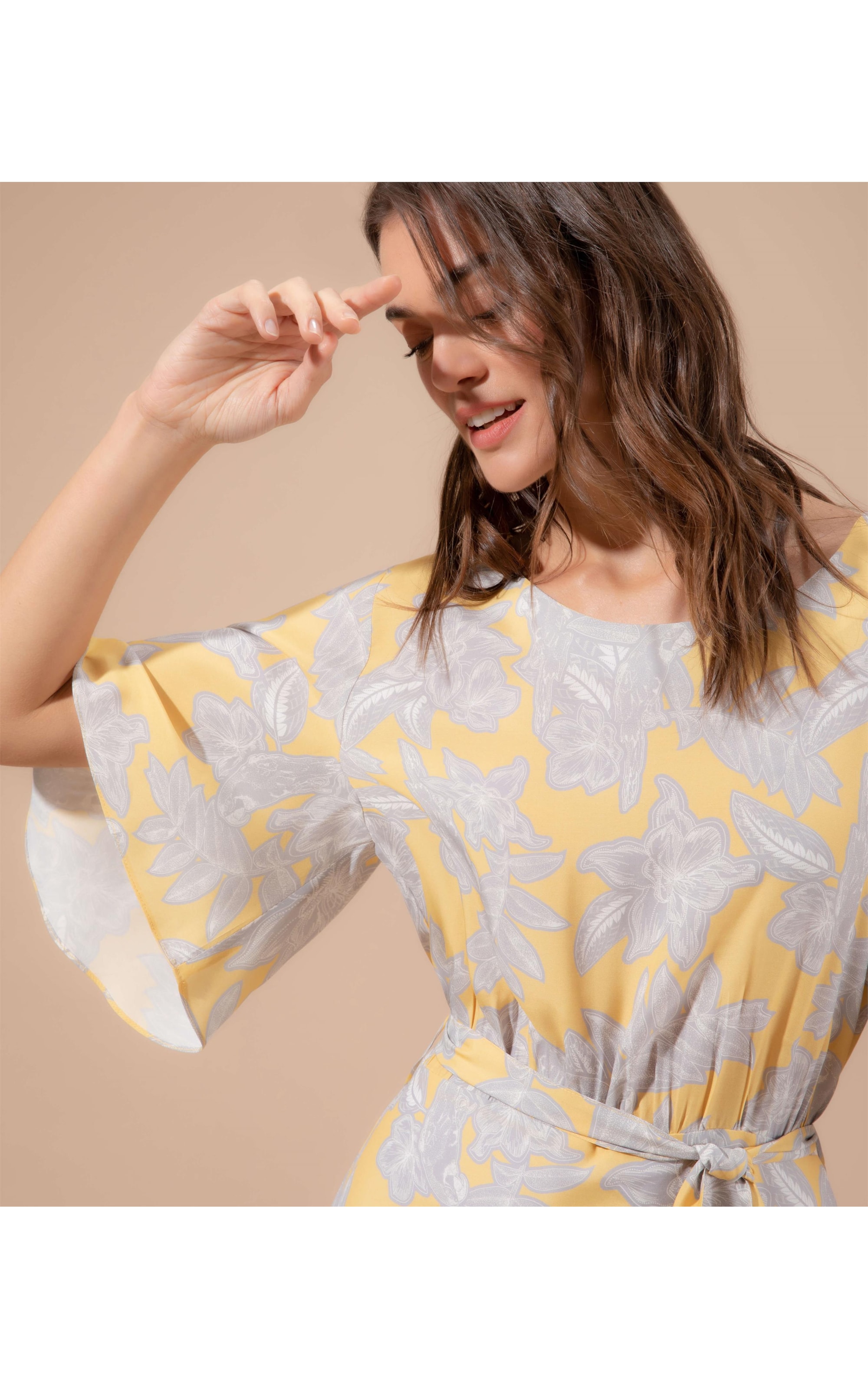 Vestido Cleo Viscose Est Macaw Amarelo