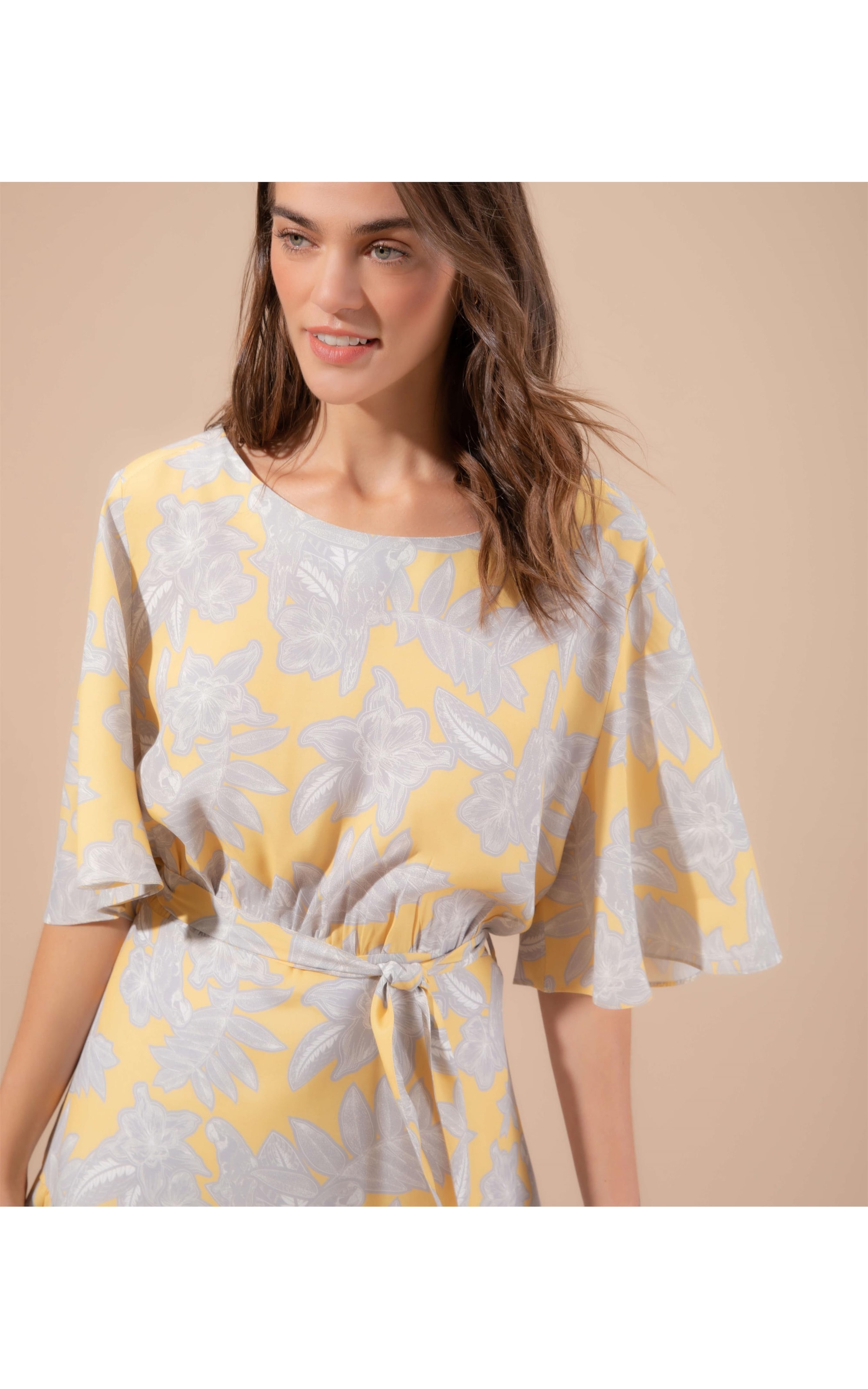 Vestido Cleo Viscose Est Macaw Amarelo