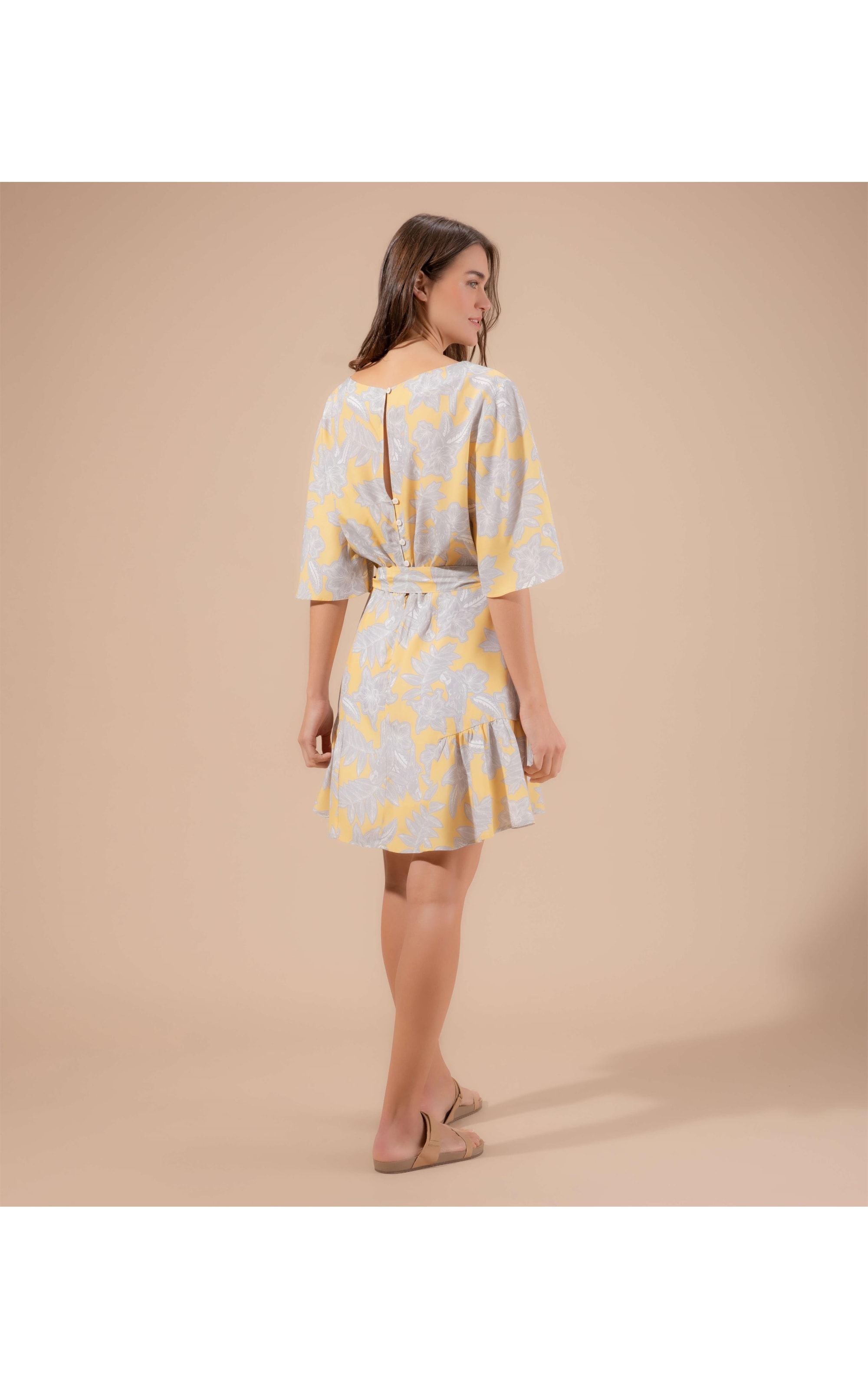 Vestido Cleo Viscose Est Macaw Amarelo