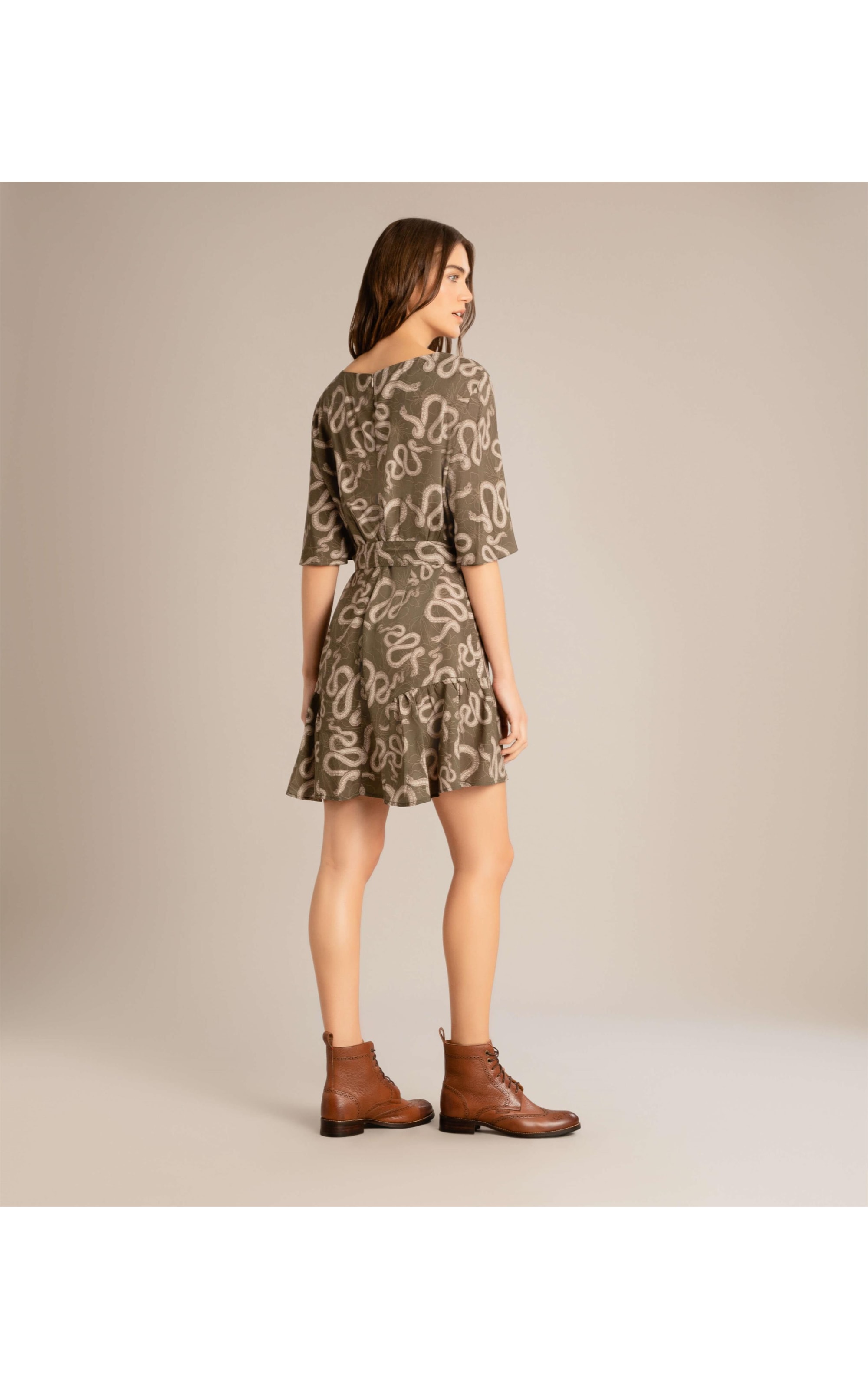 Vestido Cora Viscose Est Cobra Verde Army