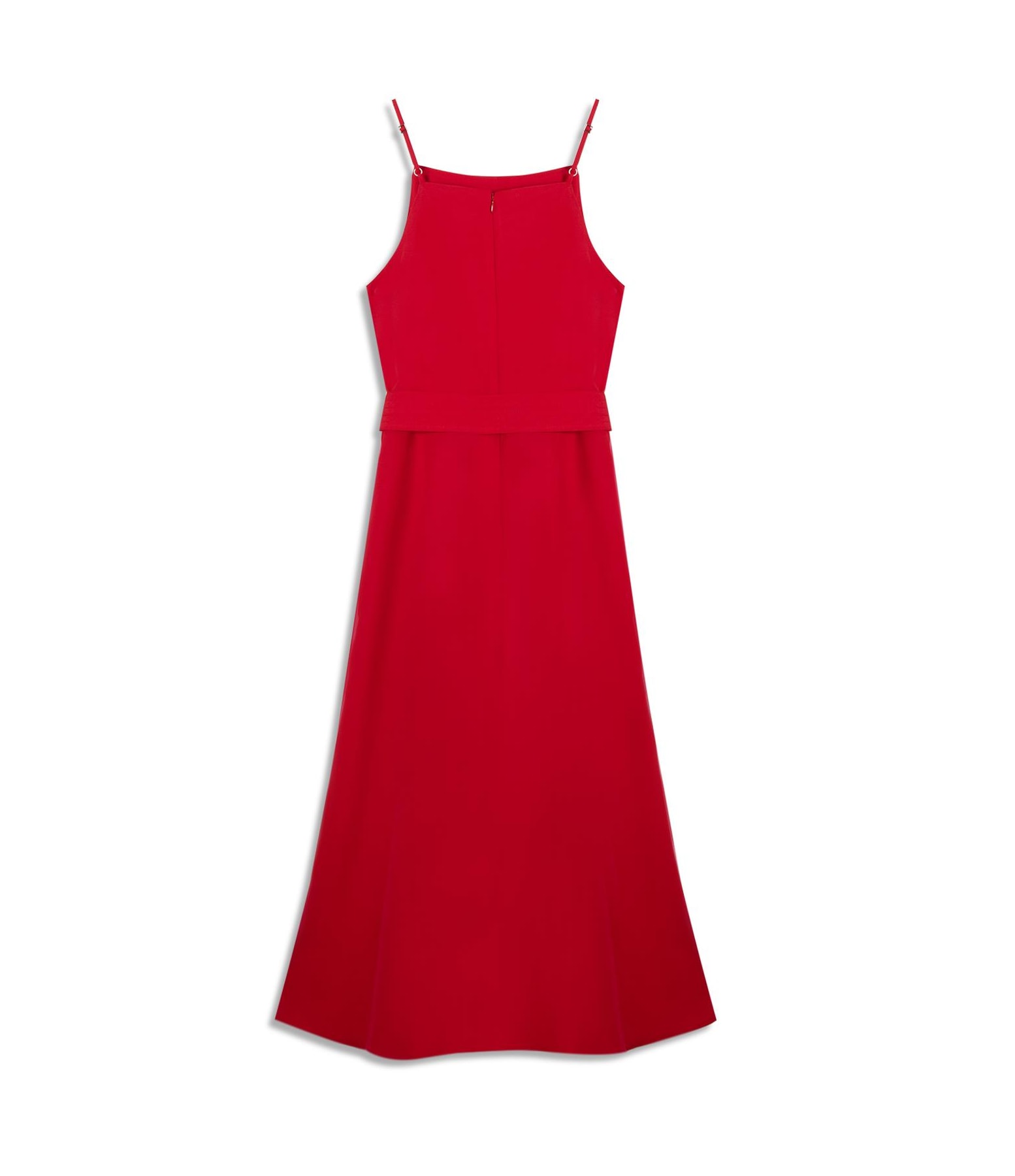 Vestido Coral Linho Blend Liso Vermelho Vivo