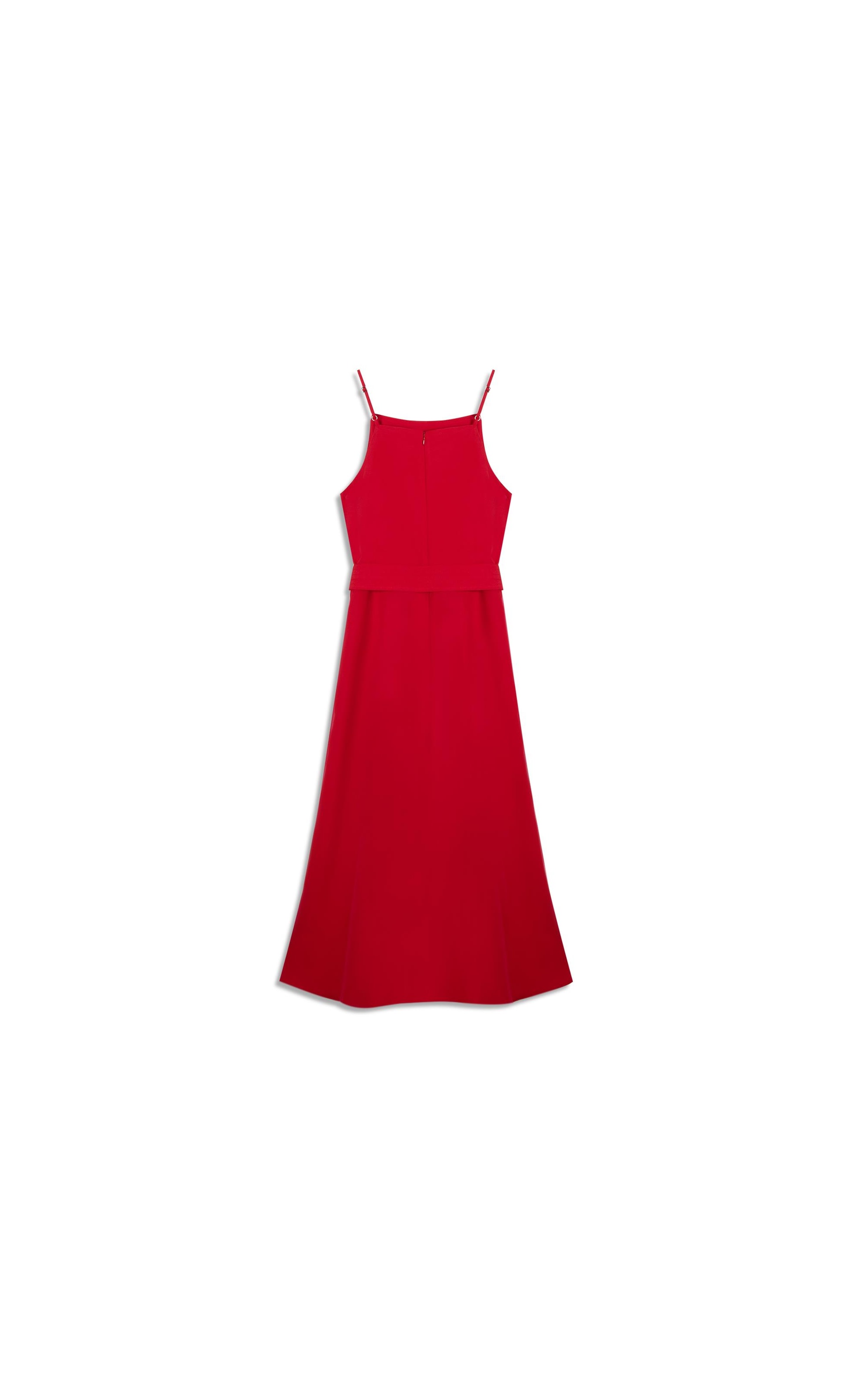 Vestido Coral Linho Blend Liso Vermelho Vivo