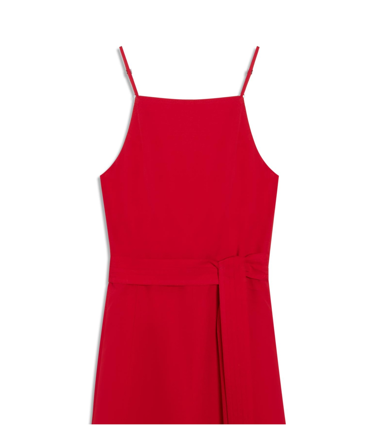 Vestido Coral Linho Blend Liso Vermelho Vivo