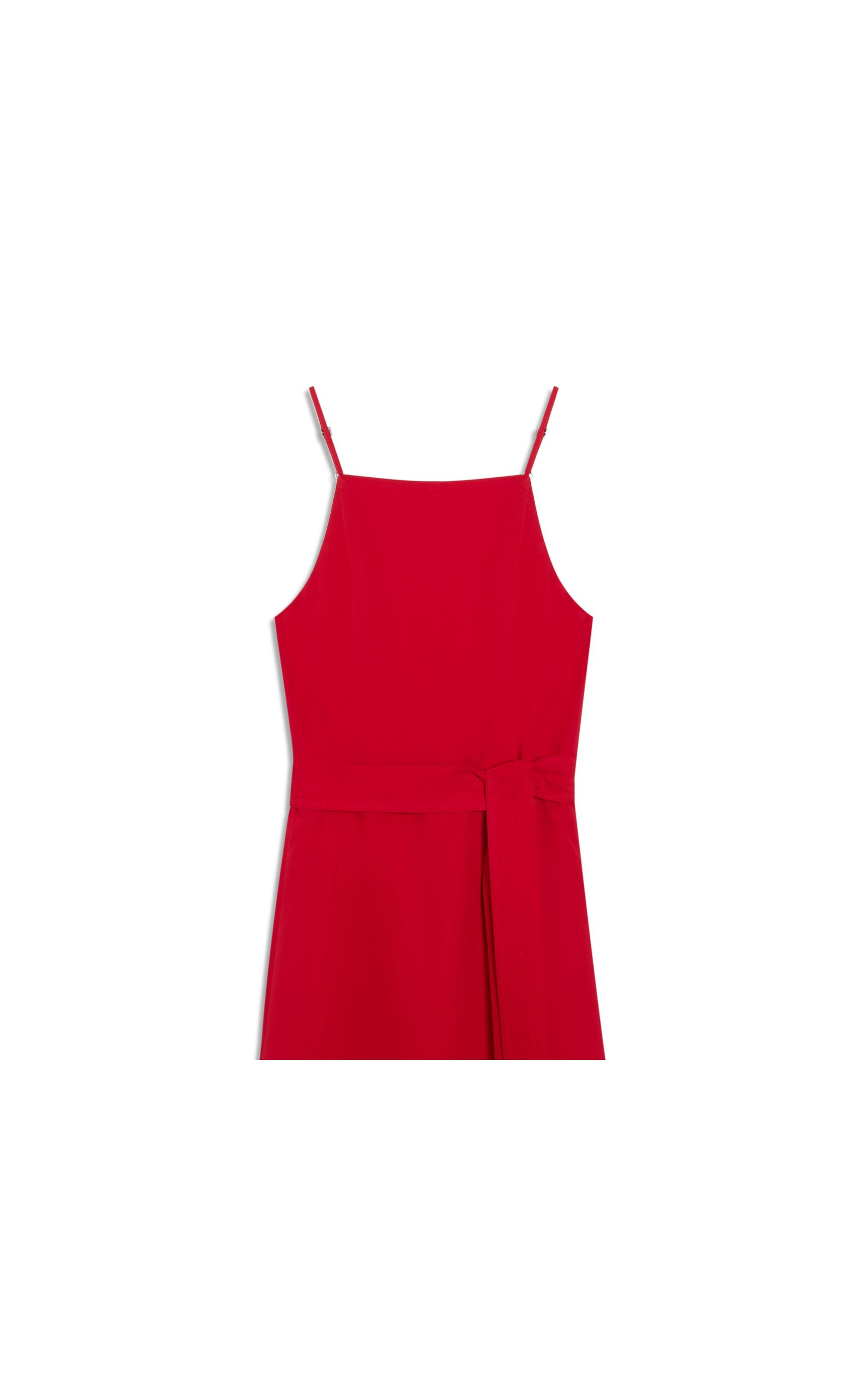 Vestido Coral Linho Blend Liso Vermelho Vivo