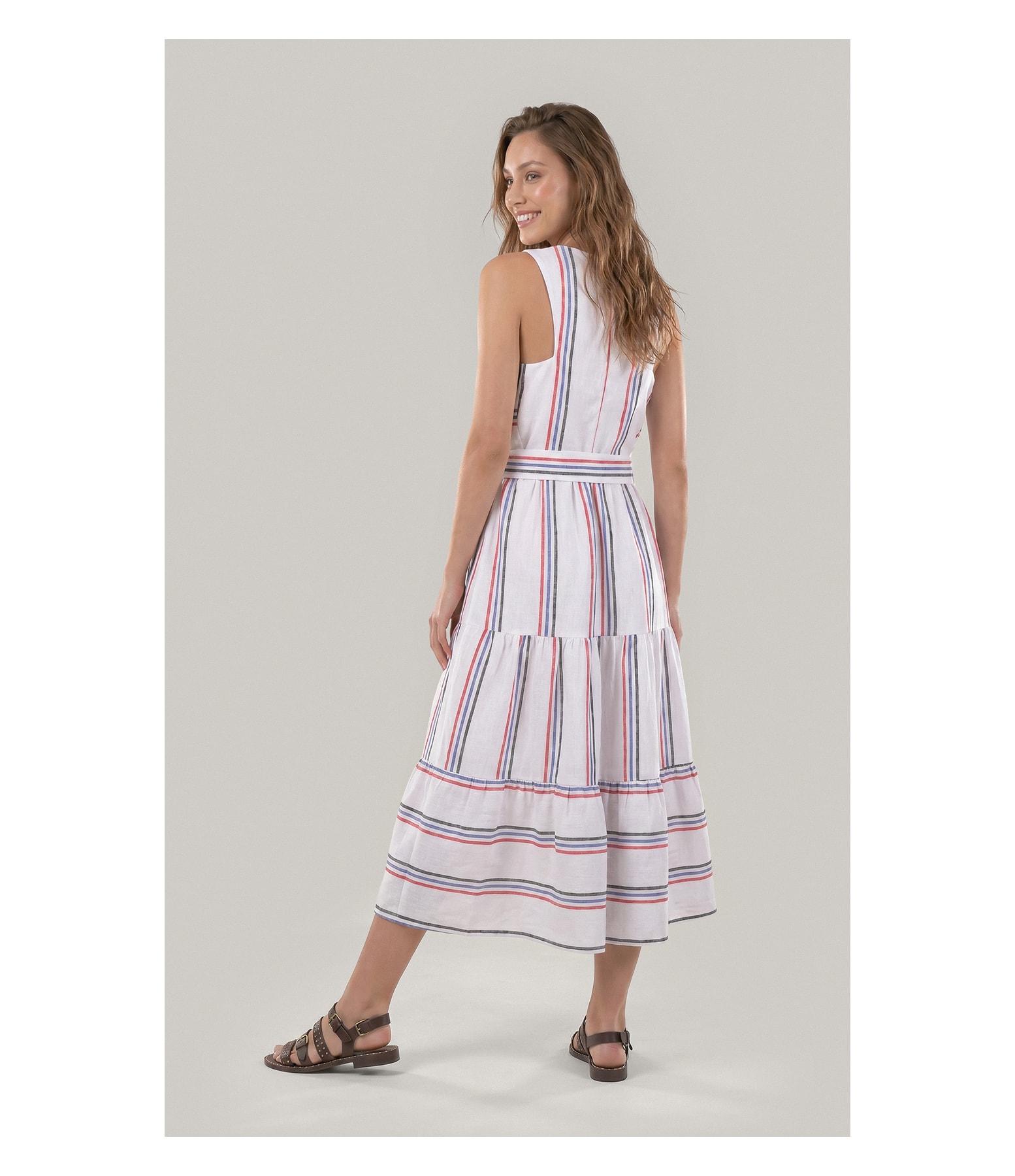 Vestido Diamond Puro Linho Fio Tinto Branco