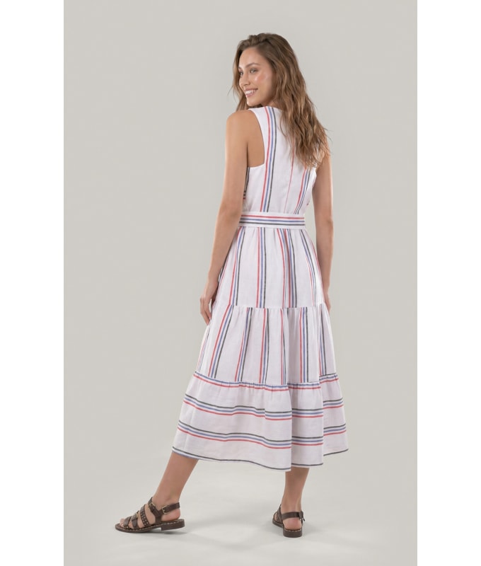Vestido Diamond Puro Linho Fio Tinto Branco