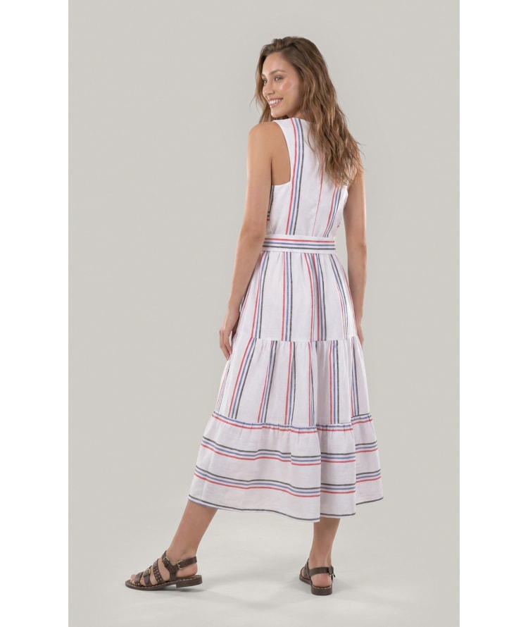 Vestido Diamond Puro Linho Fio Tinto Branco