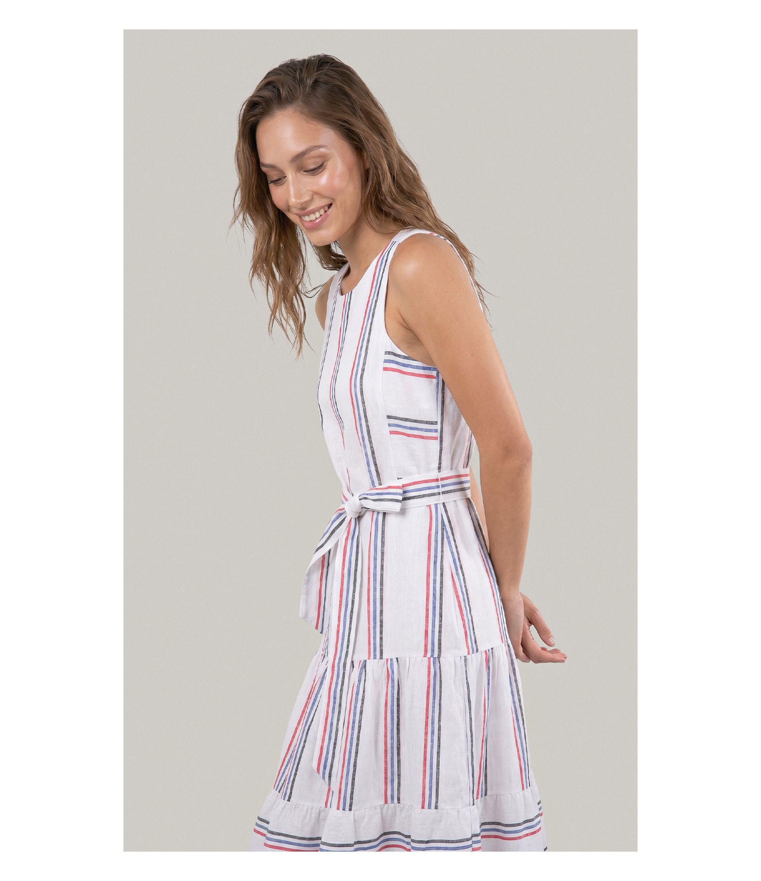 Vestido Diamond Puro Linho Fio Tinto Branco