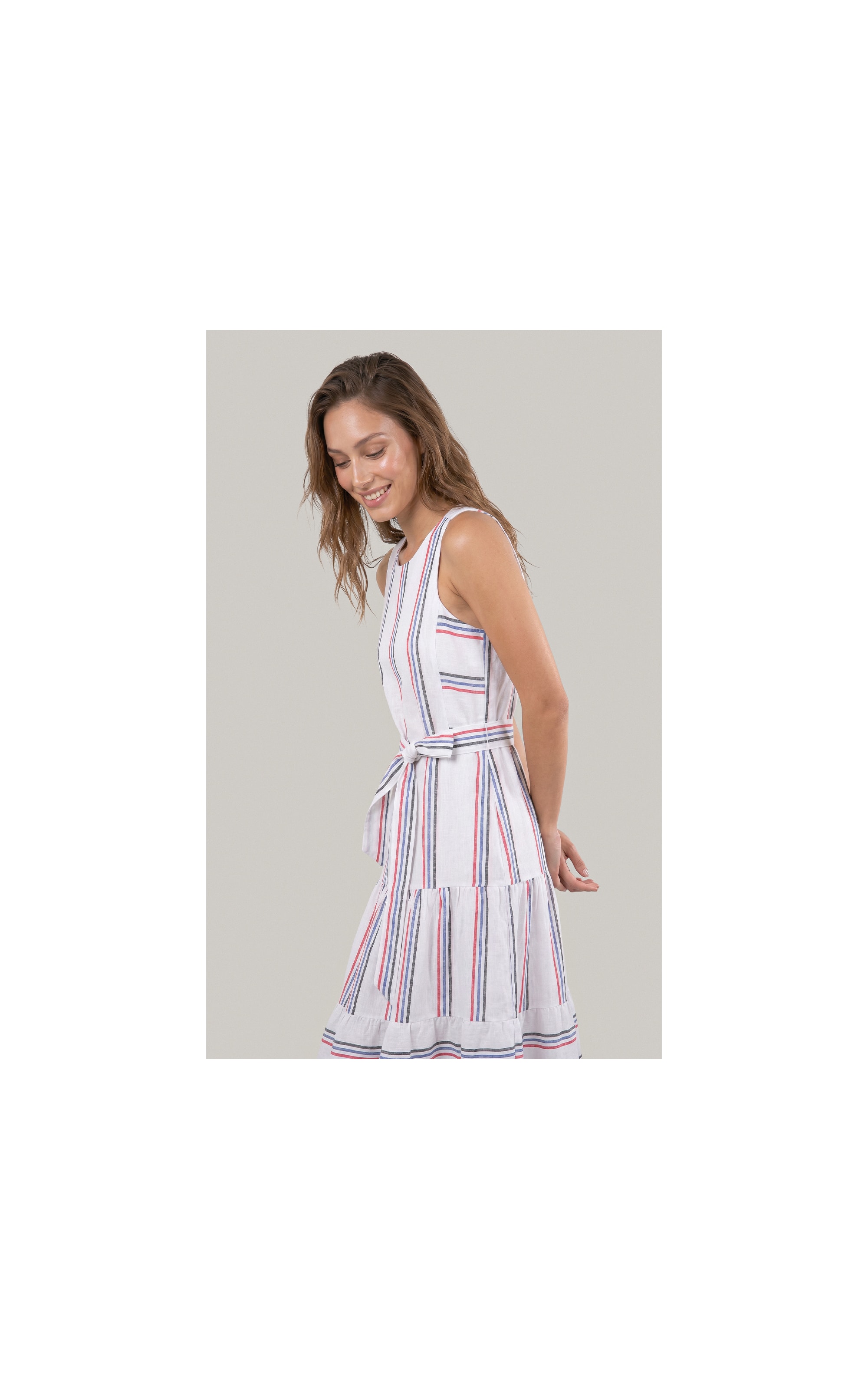 Vestido Diamond Puro Linho Fio Tinto Branco
