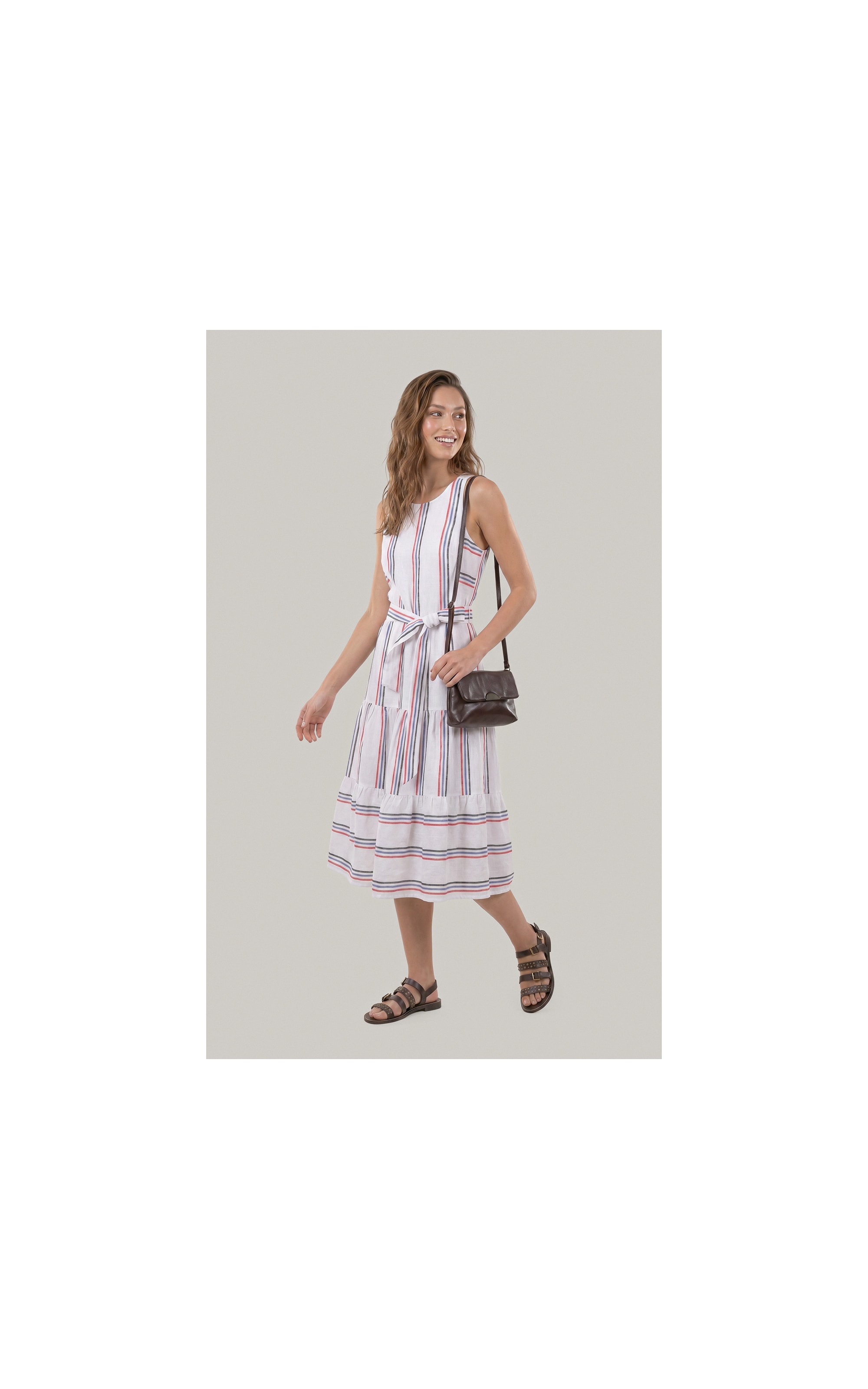 Vestido Diamond Puro Linho Fio Tinto Branco