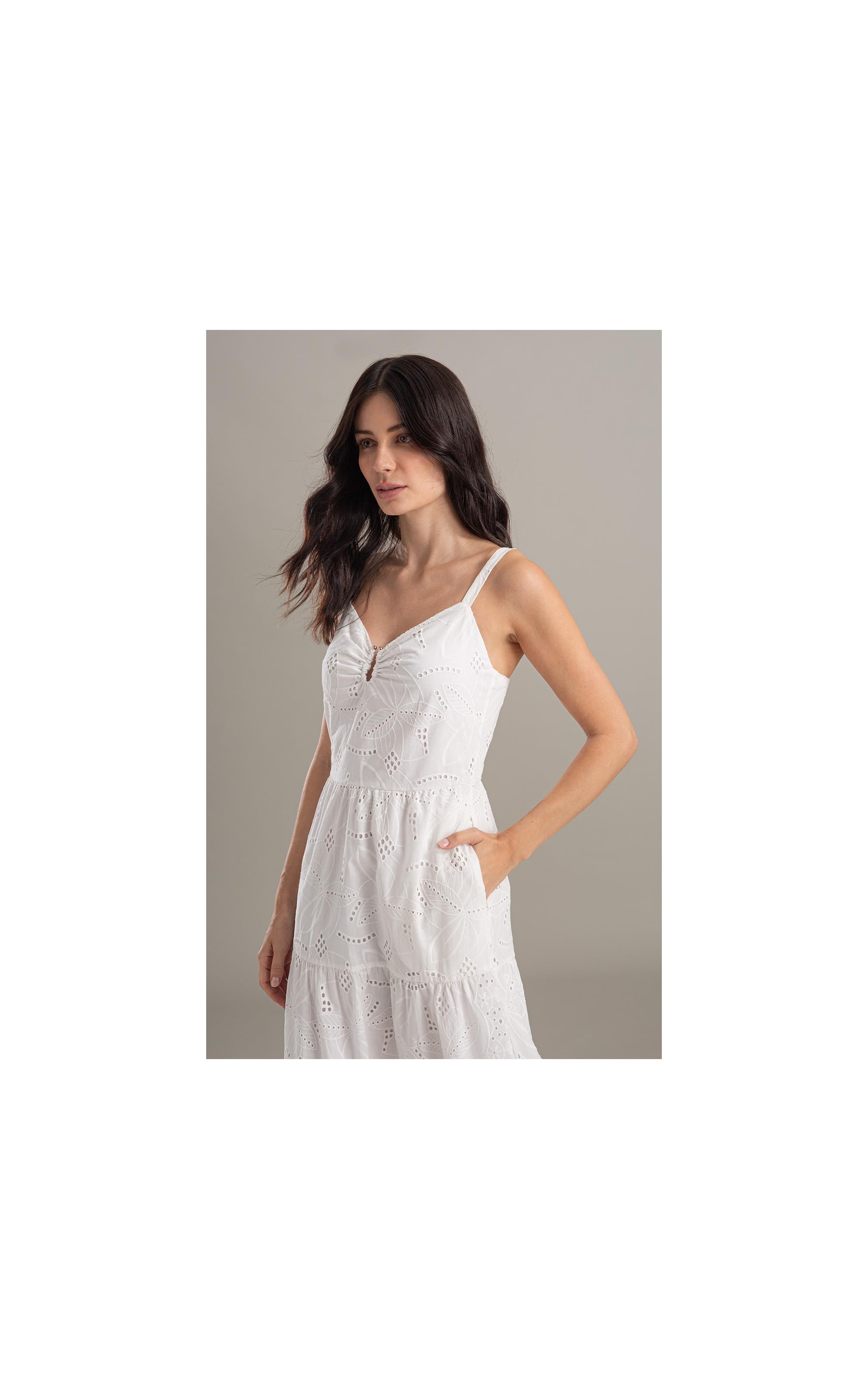 Vestido Diana Laise Bordado Branco