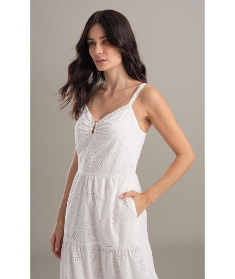 Vestido Diana Laise Bordado Branco