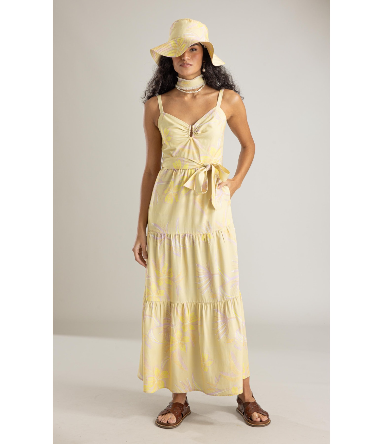 Vestido Diana Linho Blend Est Caete Amarelo
