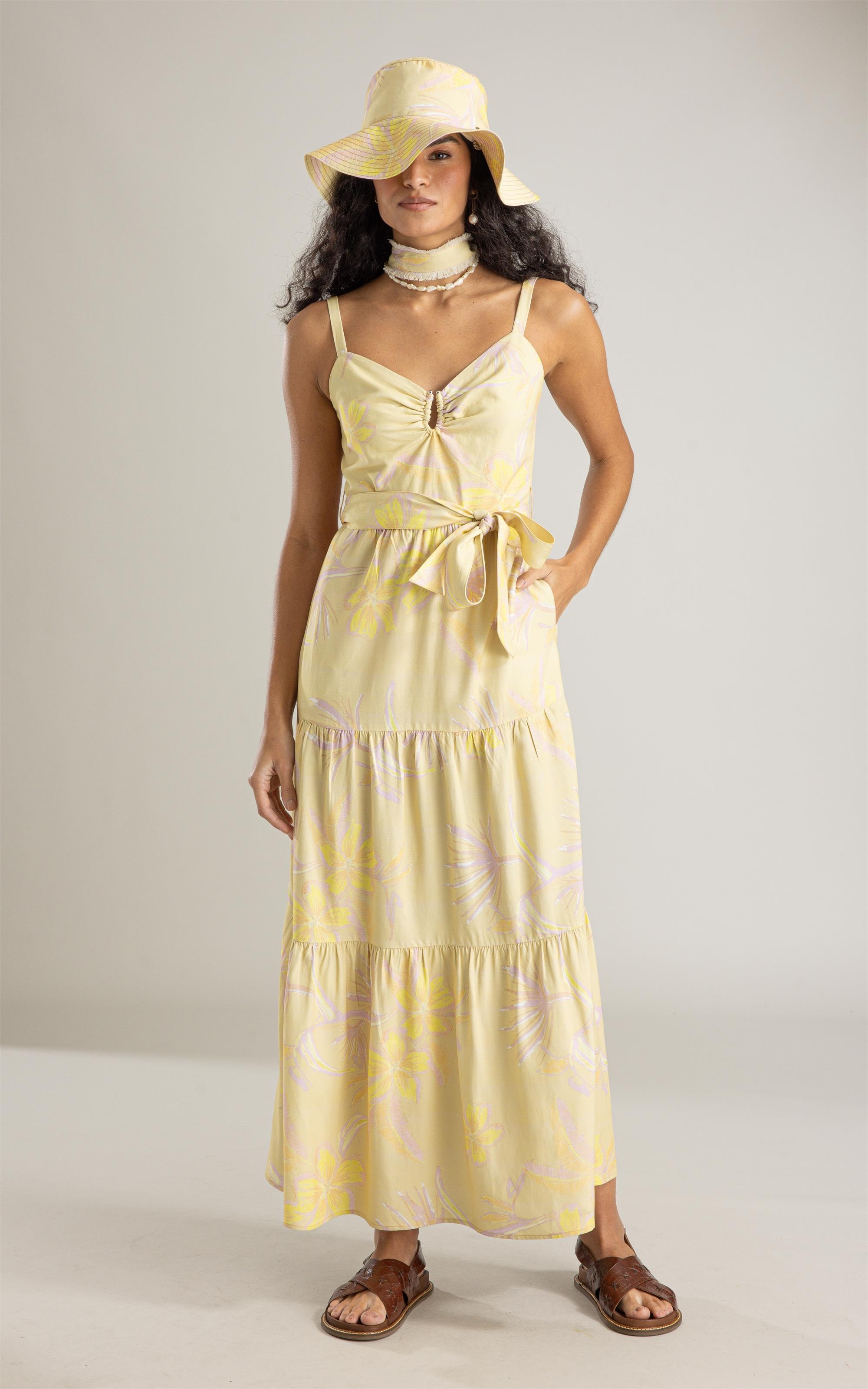 Vestido Diana Linho Blend Est Caete Amarelo