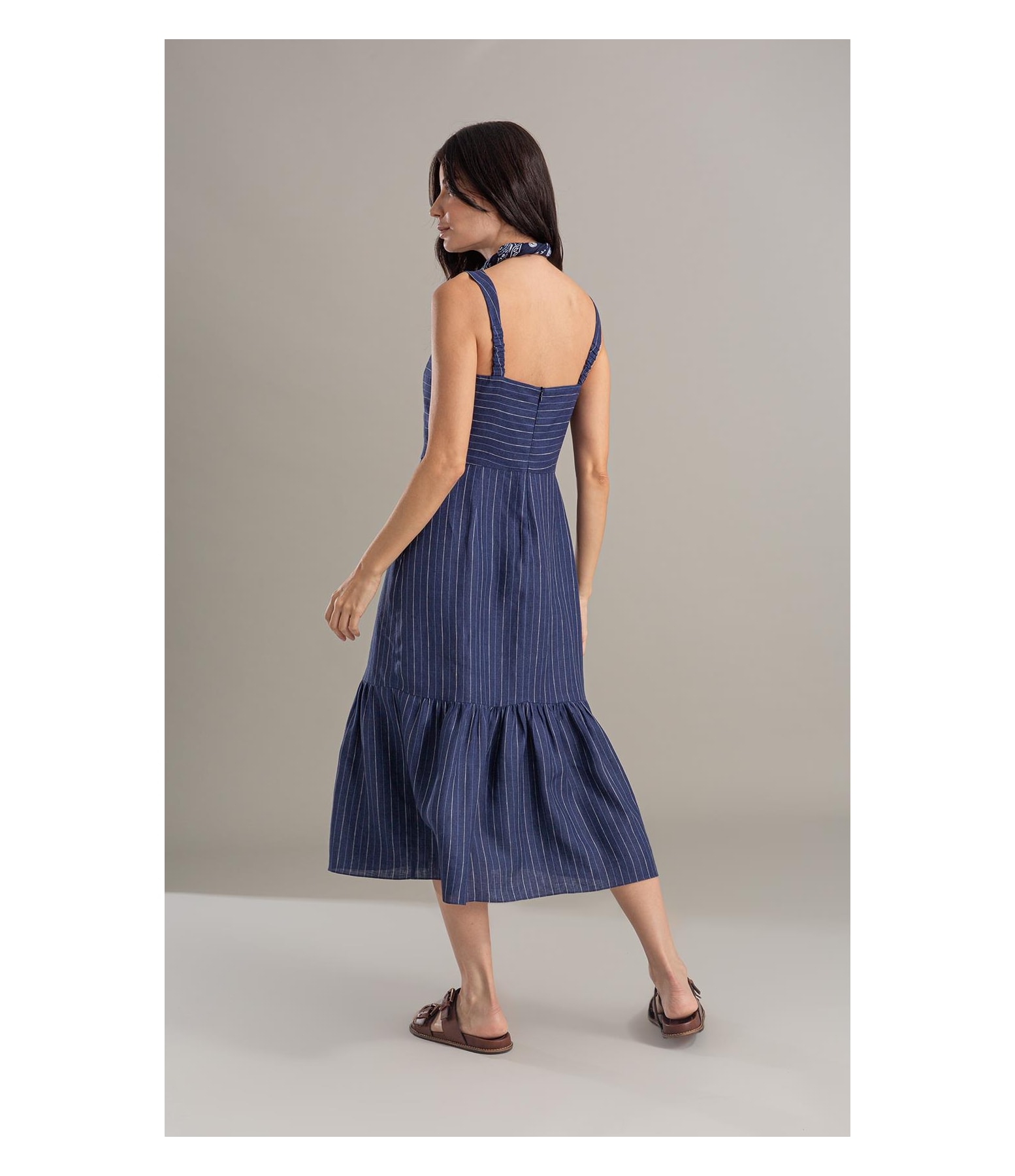 Vestido Dunas Linho Fio Tinto Dark Navy