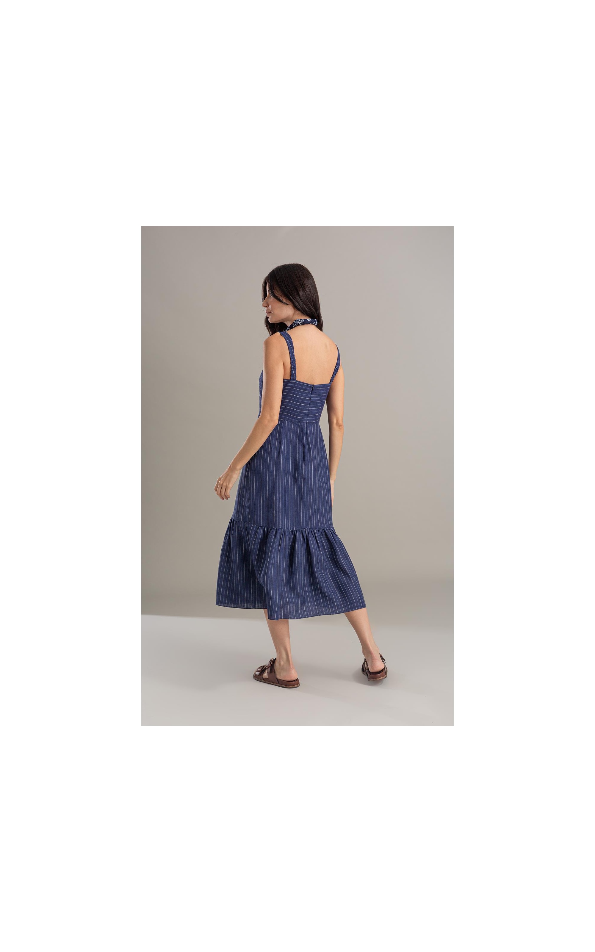 Vestido Dunas Linho Fio Tinto Dark Navy