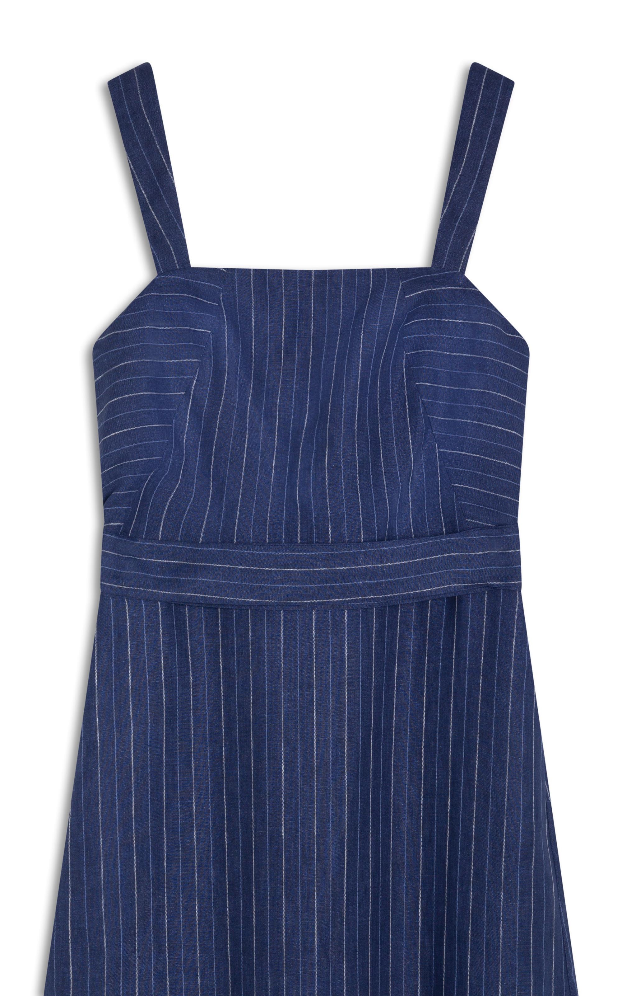 Vestido Dunas Puro Linho Fio Tinto Dark Navy