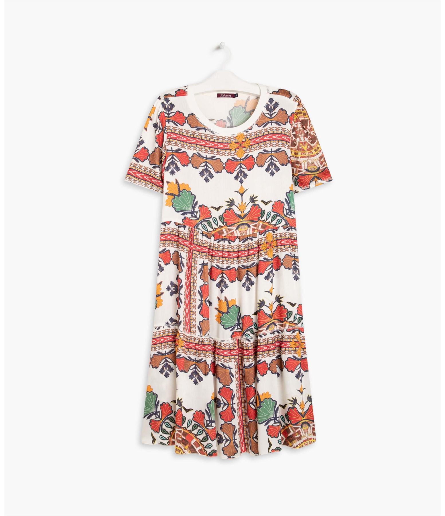 Vestido Ella Viscose Est Flores Off White