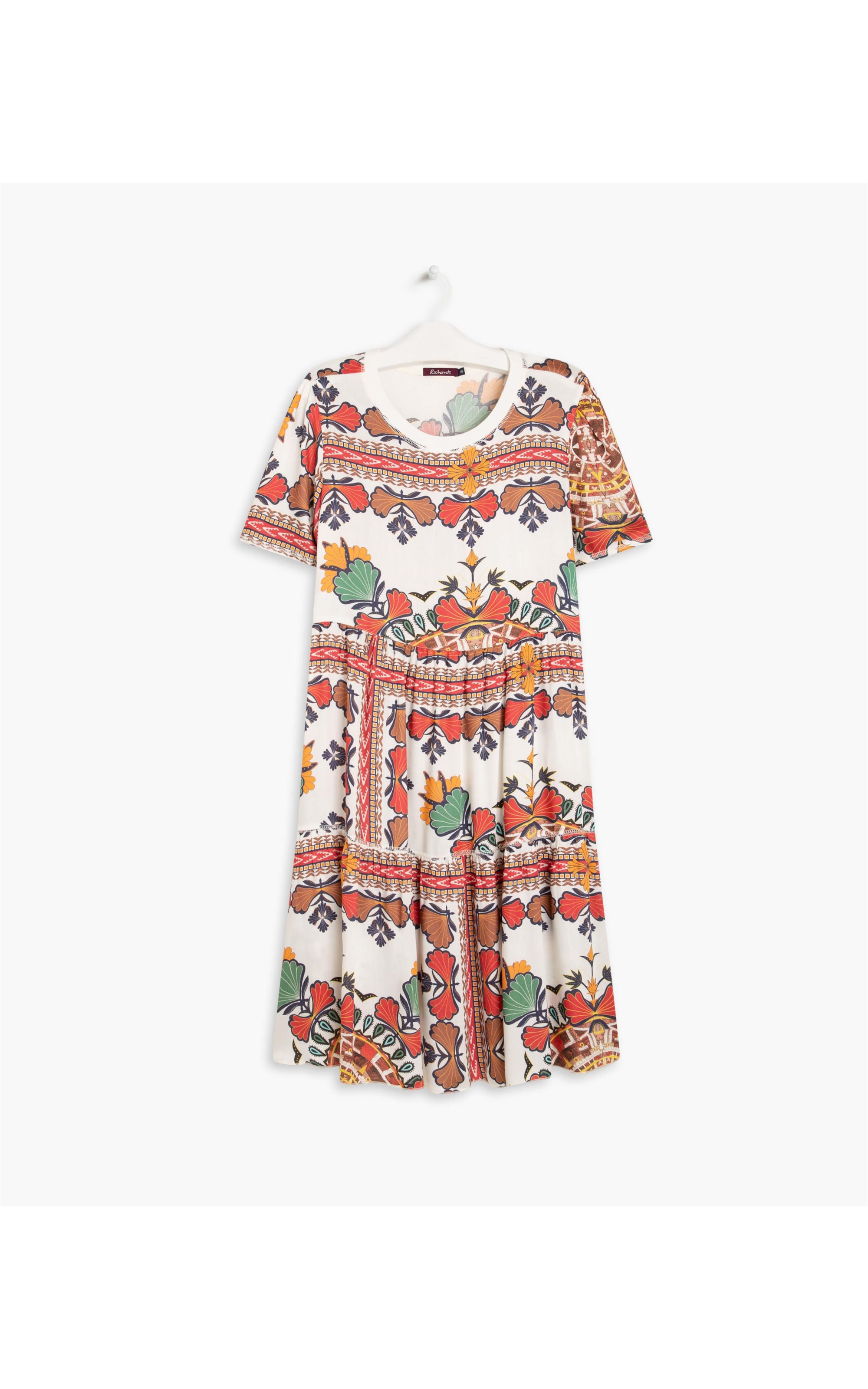 Vestido Ella Viscose Est Flores Off White