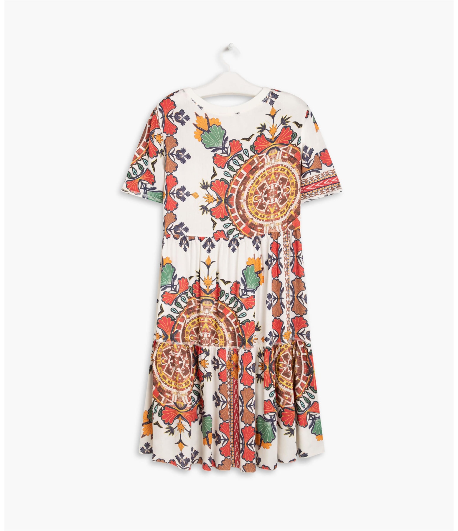 Vestido Ella Viscose Est Flores Off White