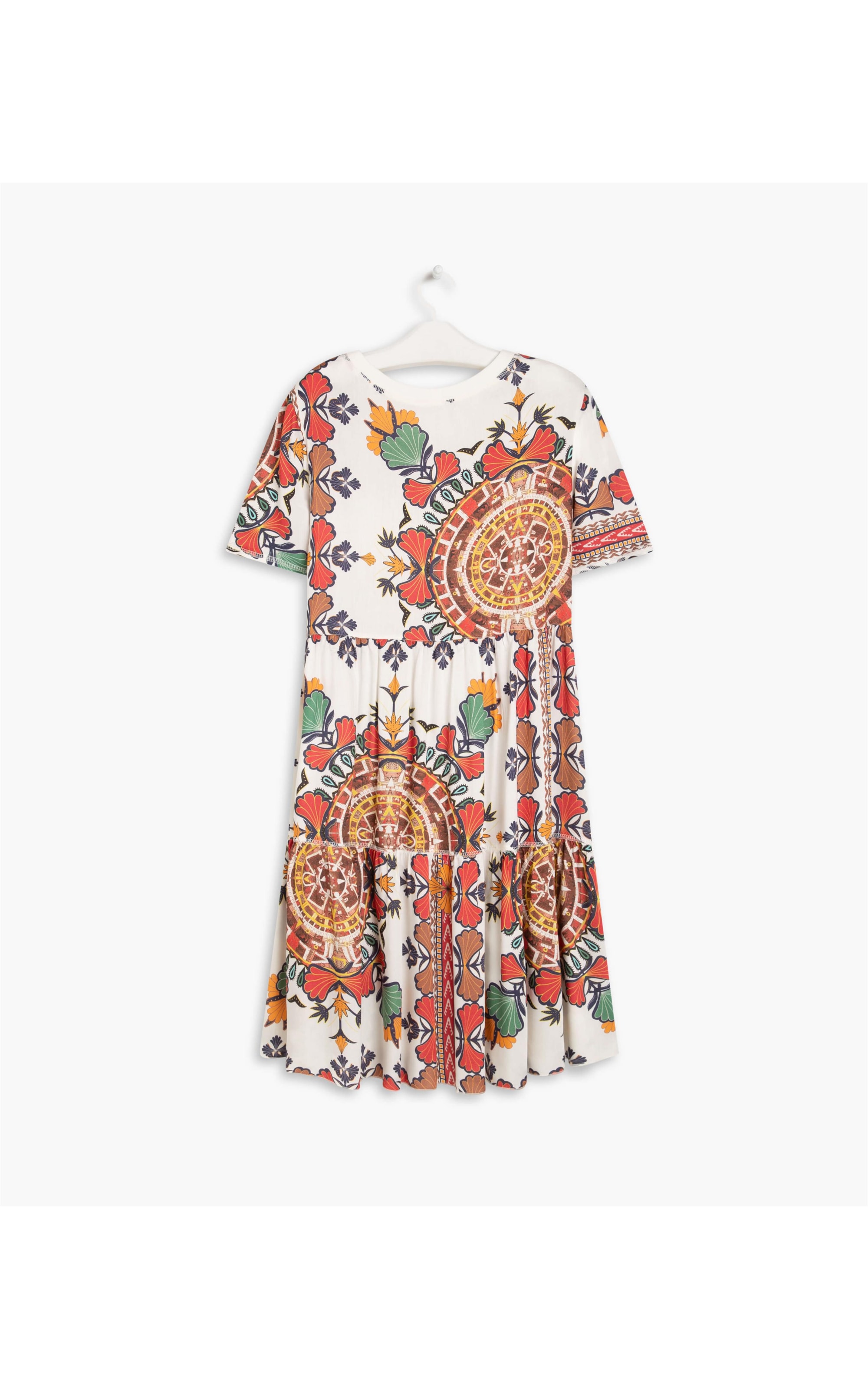 Vestido Ella Viscose Est Flores Off White