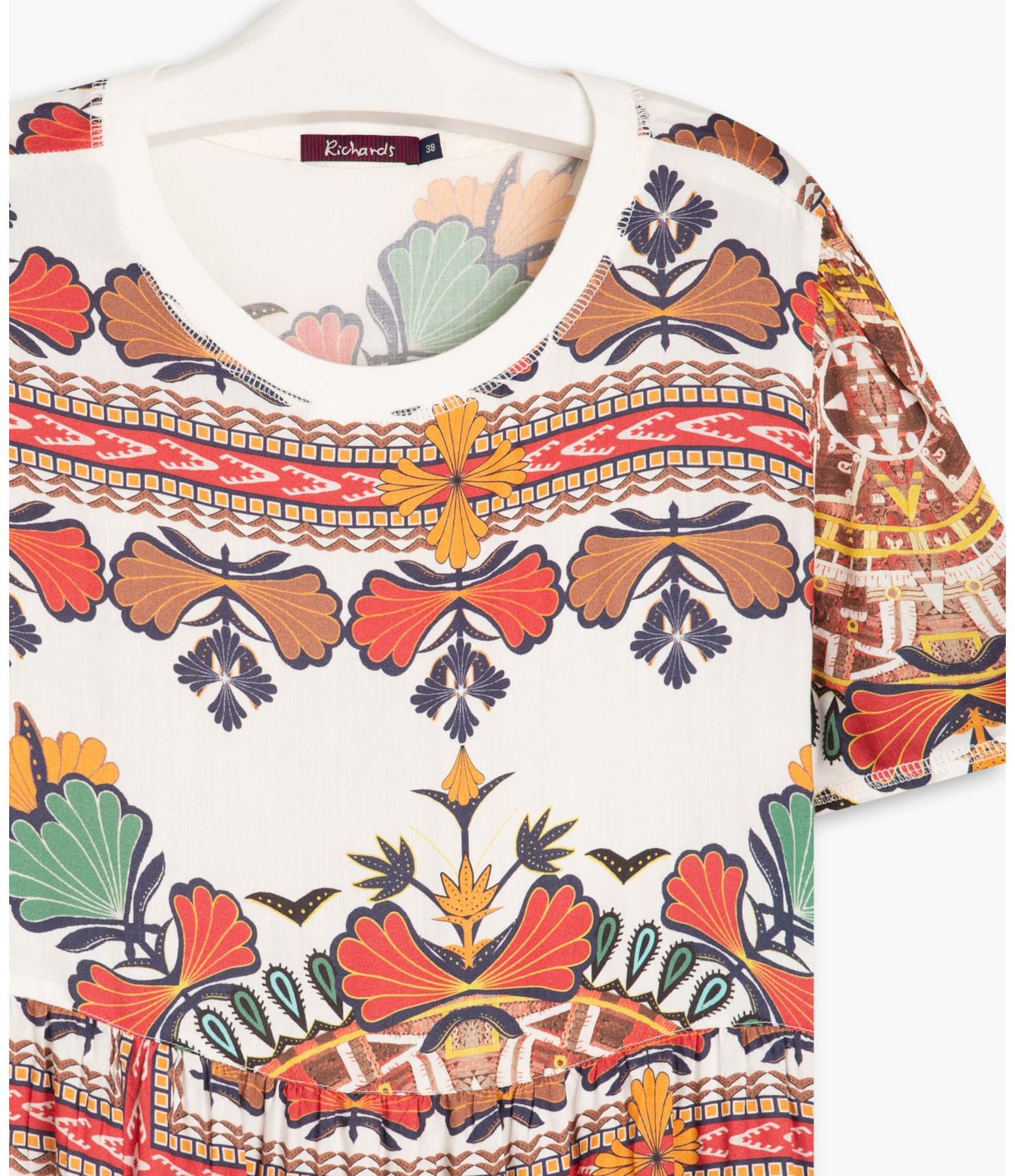 Vestido Ella Viscose Est Flores Off White